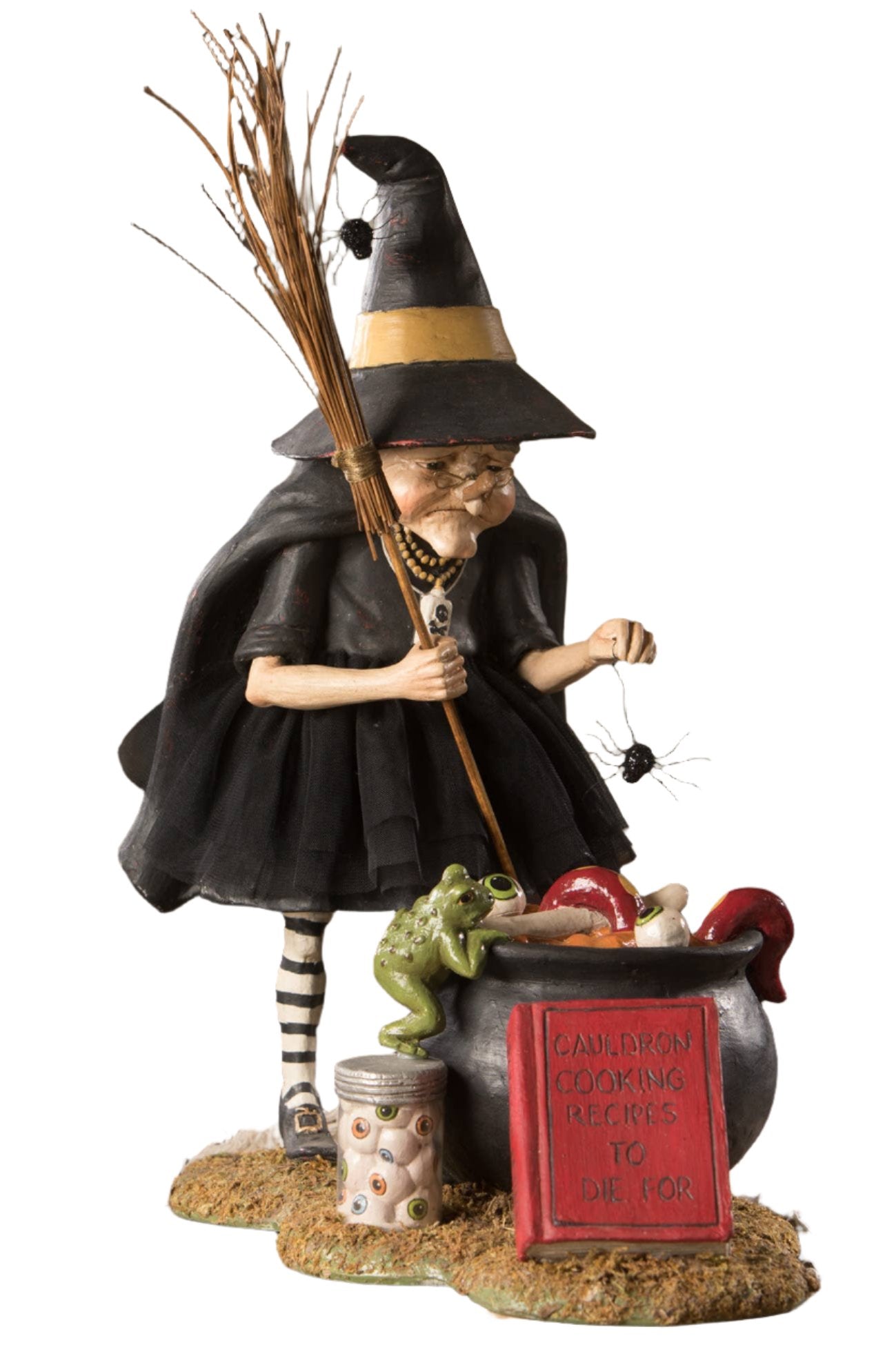 Bethany Lowe Designs Cauldron Cooking Witch - Halloween Decor, Witchcraft Themed Kitchen Accessory for Spooky Home & Party Decorations