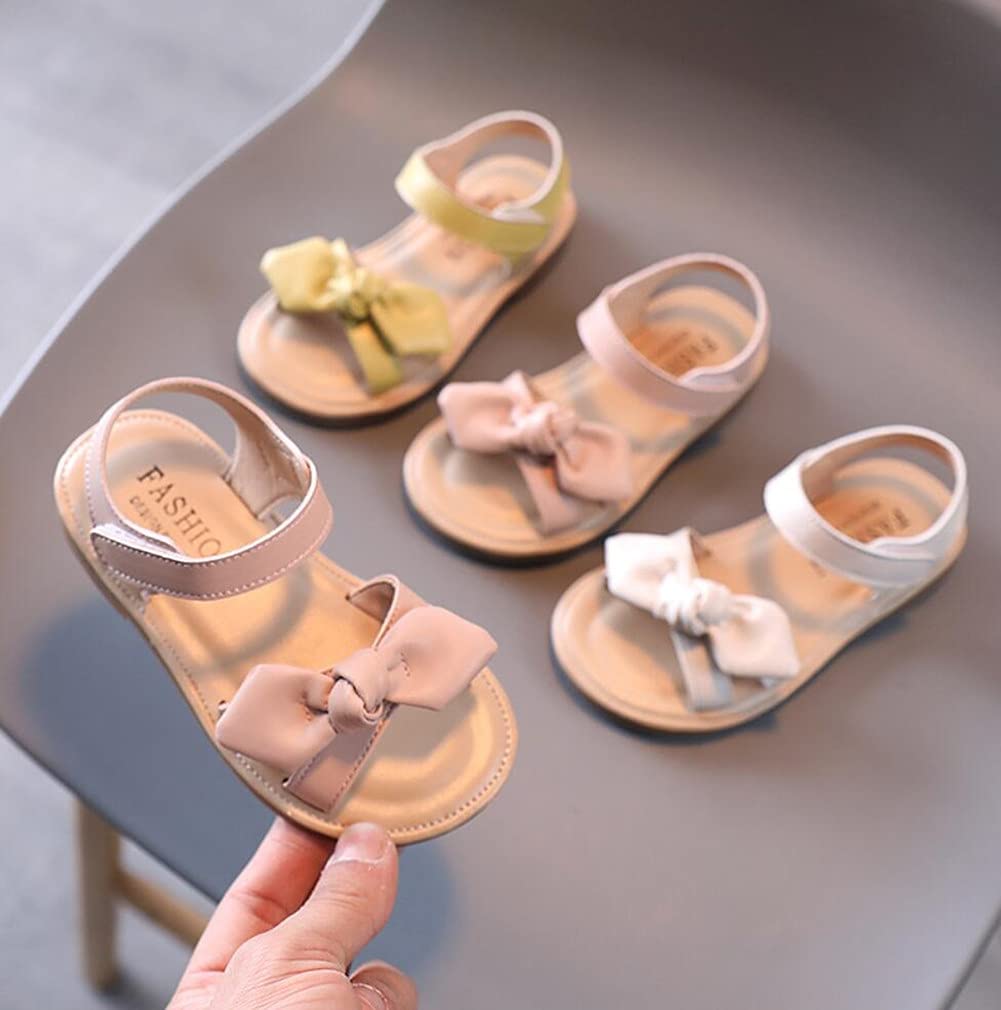 Little Girls' Open Toe Casual Sandals with Bow - Summer Outdoor Princess Dress Shoes for Toddlers | Perfect for Beach, Park, and Party Wear