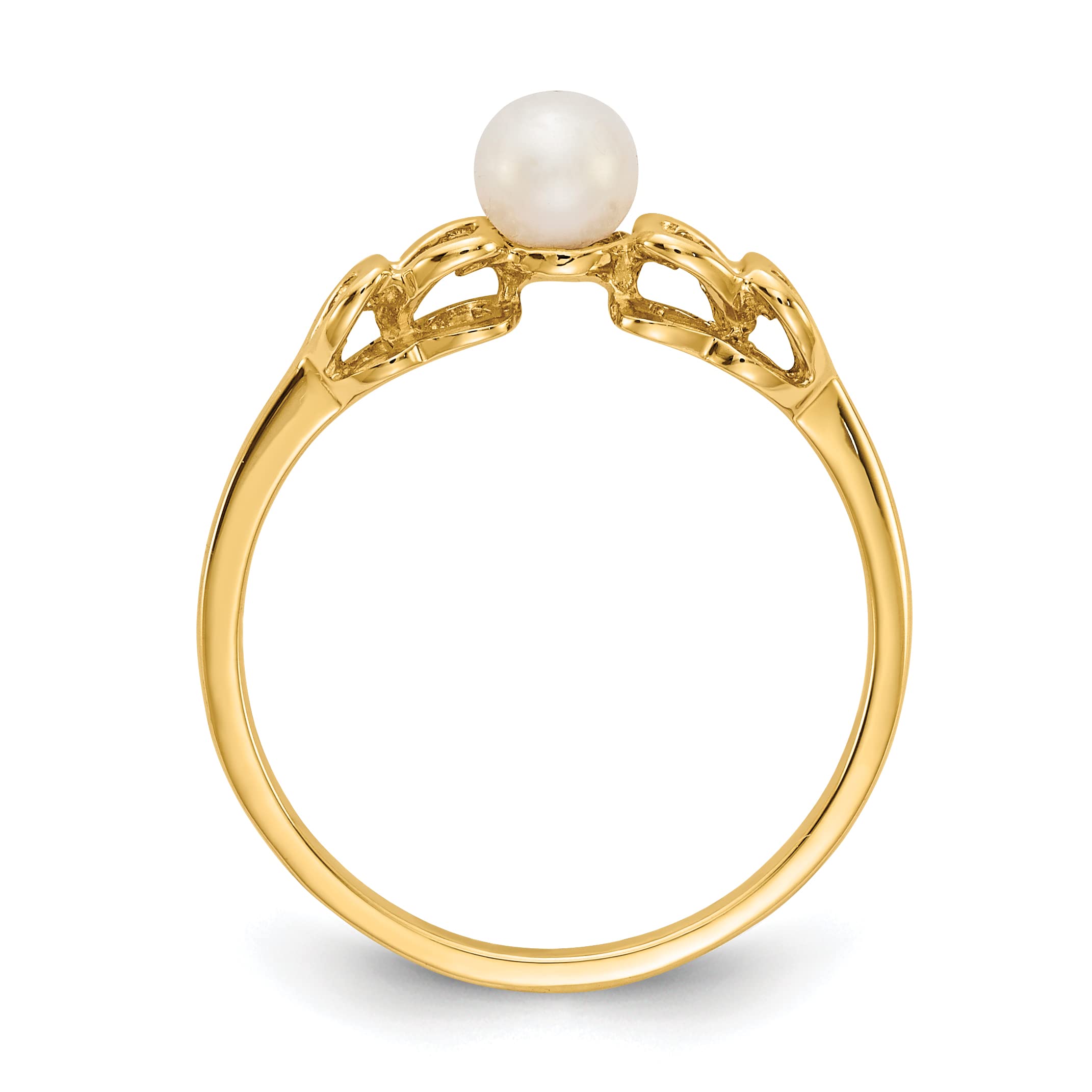 14K White Gold 4mm Freshwater Cultured Pearl Ring for Women - Elegant Bridal Jewelry, Anniversary Gift & Everyday Wear