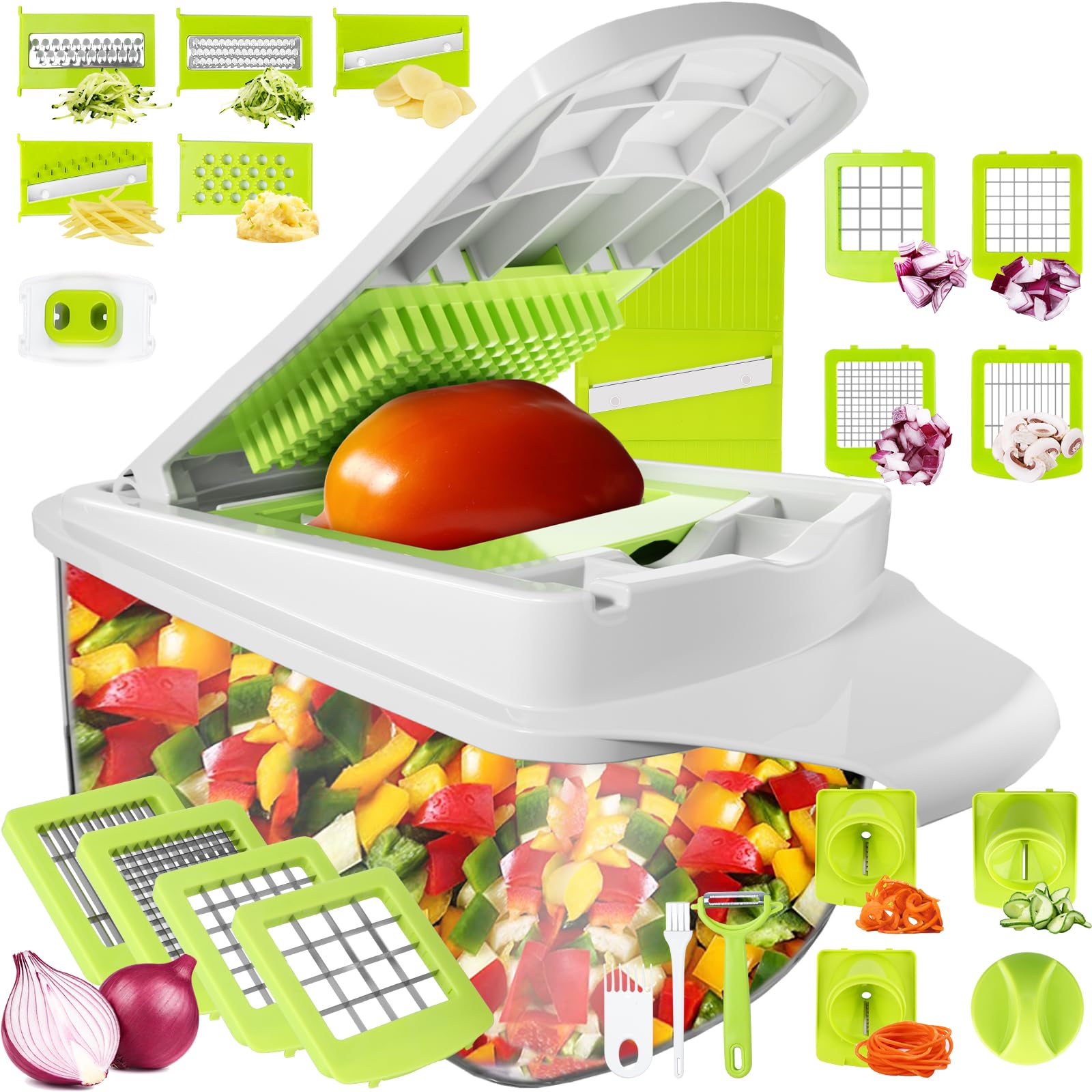 23-Piece Vegetable Chopper & Slicer Set - Kitchen Gadget for Salad, Potato & Fruit - with Container