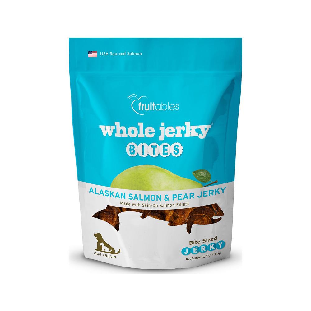 Premium Alaskan Salmon & Pear Whole Jerky Bites - All-Natural Dog Treats for Training, Rewards & Dental Health - Grain-Free, High-Protein Snacks for Small, Medium & Large Dogs