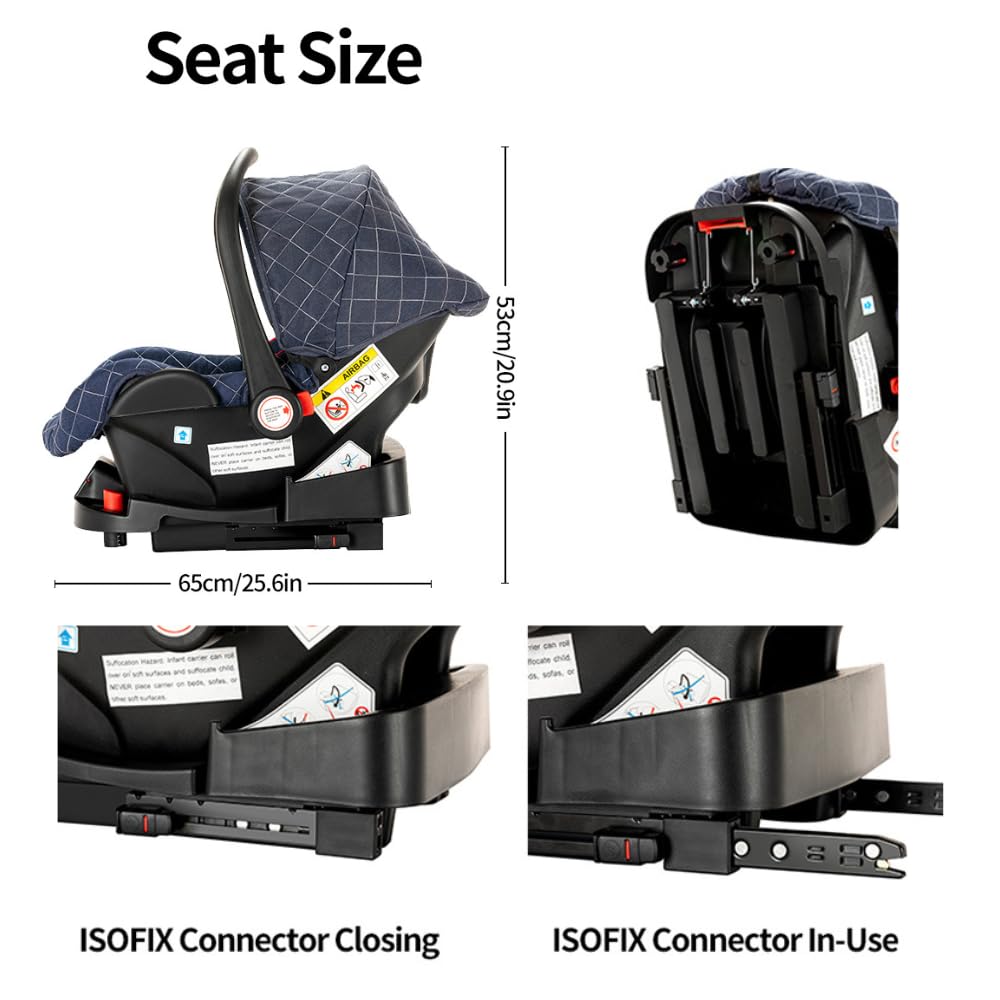 Premium Baby Stroller with Infant Car Seat & Detachable Bassinet - Lightweight Travel System for Newborns (Black with Base) | Perfect for Shopping, Travel & Daily Walks