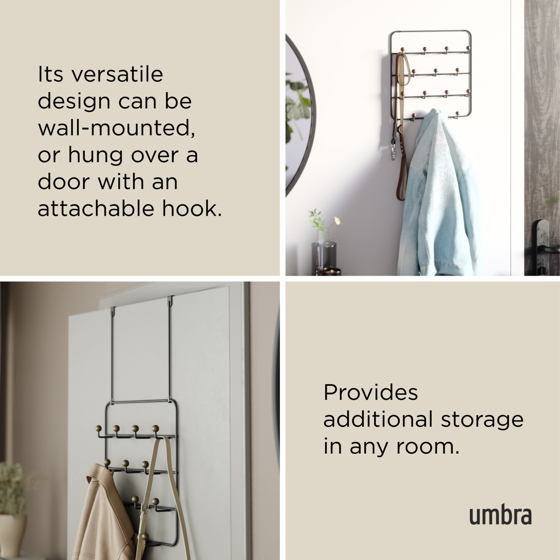 Estique Over The Door Organizer - Space Saving Hanging Storage for Closet, Bathroom & Bedroom | Perfect for Towels, Scarves, Accessories & More