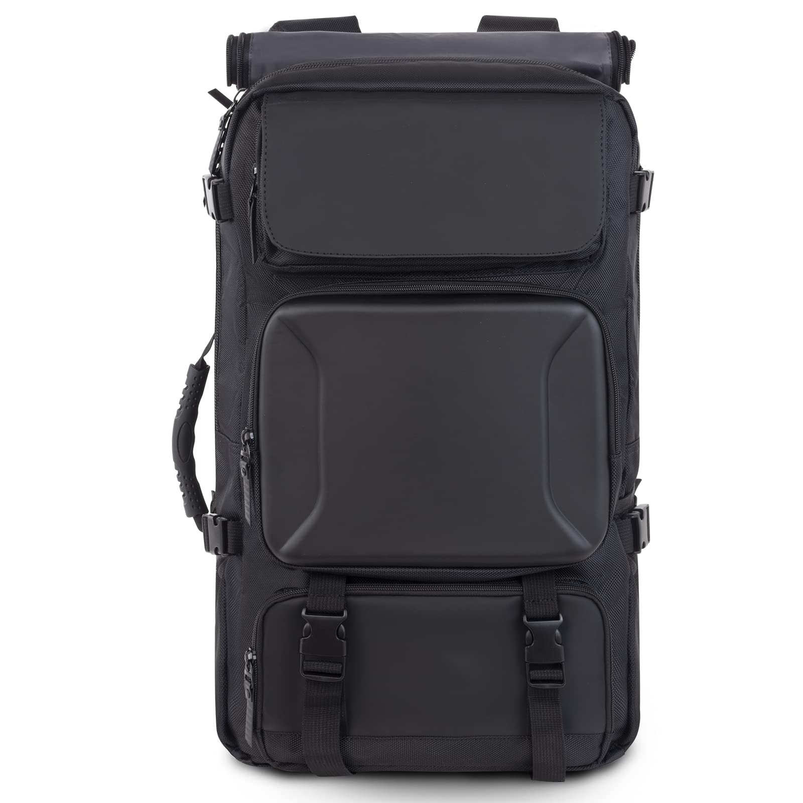 Large Carry-On Travel Backpack for Men - Waterproof Tactical Laptop Backpack with Hard Shell | Airplane Approved Business & Hiking Backpack for Travel, Camping, Daily Commute & Outdoor Adventures (Black)