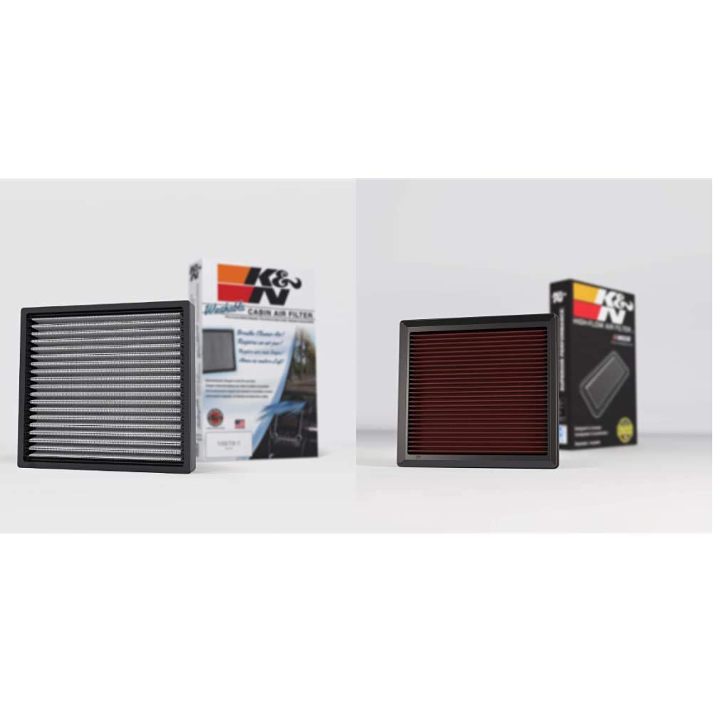 K&N Premium Washable Cabin Air Filter VF2000 & High Performance Engine Air Filter Replacement 33-2443 - Improve Air Quality for Cars, Trucks & SUVs