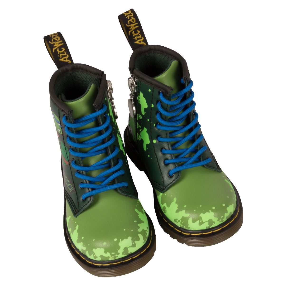 Dr. Martens 1460 Kids TMNT Leonardo Green Leather Boots - Stylish & Durable Footwear for Boys & Girls - Perfect for School, Playdates & Outdoor Adventures