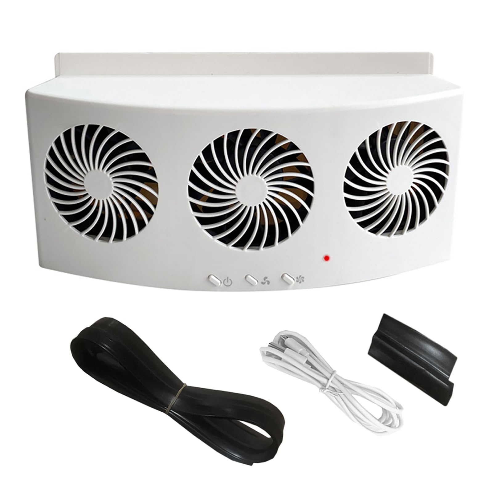 USB Car Window Exhaust Fan - Powerful Vehicle Ventilator & Radiator Cooling Fan with Strong Wind, USB Charging - Perfect for Hot Weather, Road Trips & Parking (White)