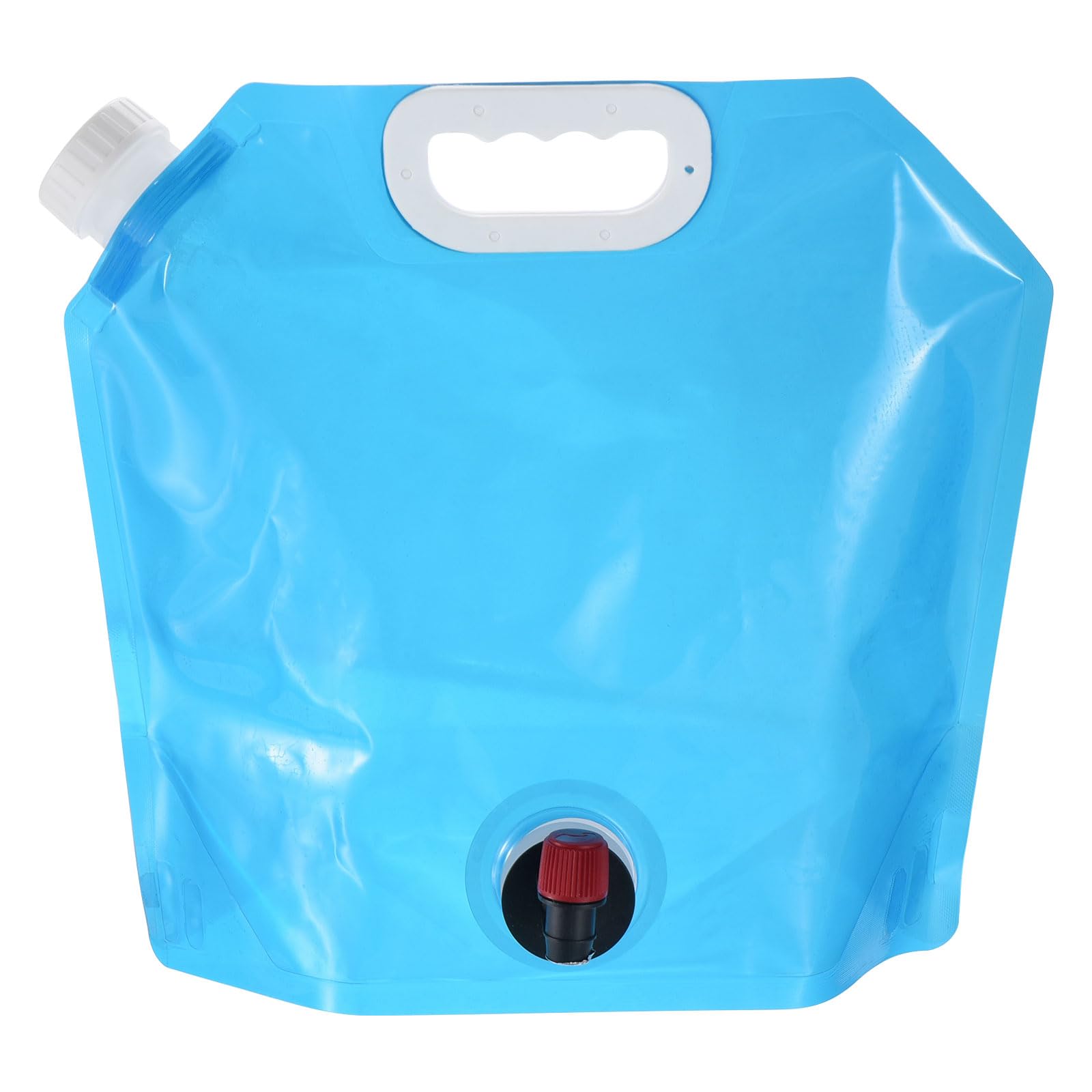 PATIKIL 1.3 Gallon Collapsible Water Container with Spigot - Portable PE Storage Jug, Foldable Water Bag for Camping, Hiking, Emergency Preparedness - Perfect for Outdoor Adventures, Travel & Disaster Kits (Blue)