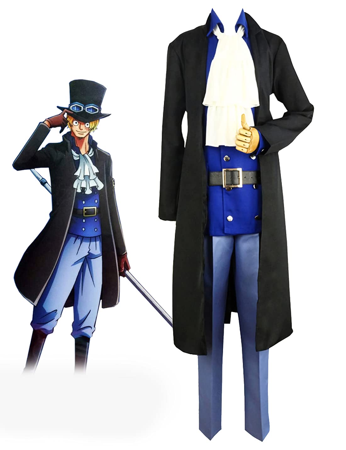 ONE PIECE Sabo Cosplay Costume Set for Men & Boys - Anime Coat, Uniform & Hat | Perfect for Halloween, Cosplay Events & Anime Conventions