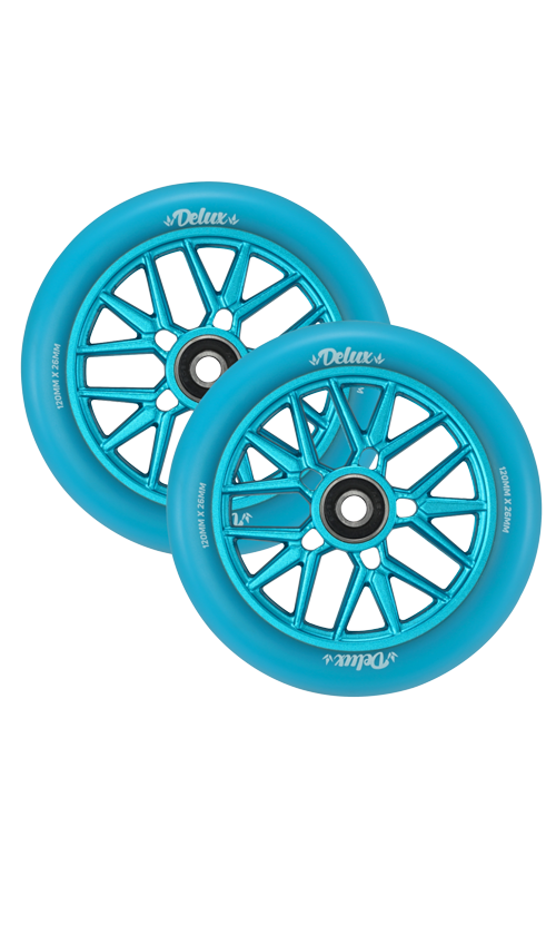 Envy Delux Scooter Wheels 120mm - High Performance Blue/Blue Wheels for Pro Scooter Riders - Perfect for Street & Park Riding