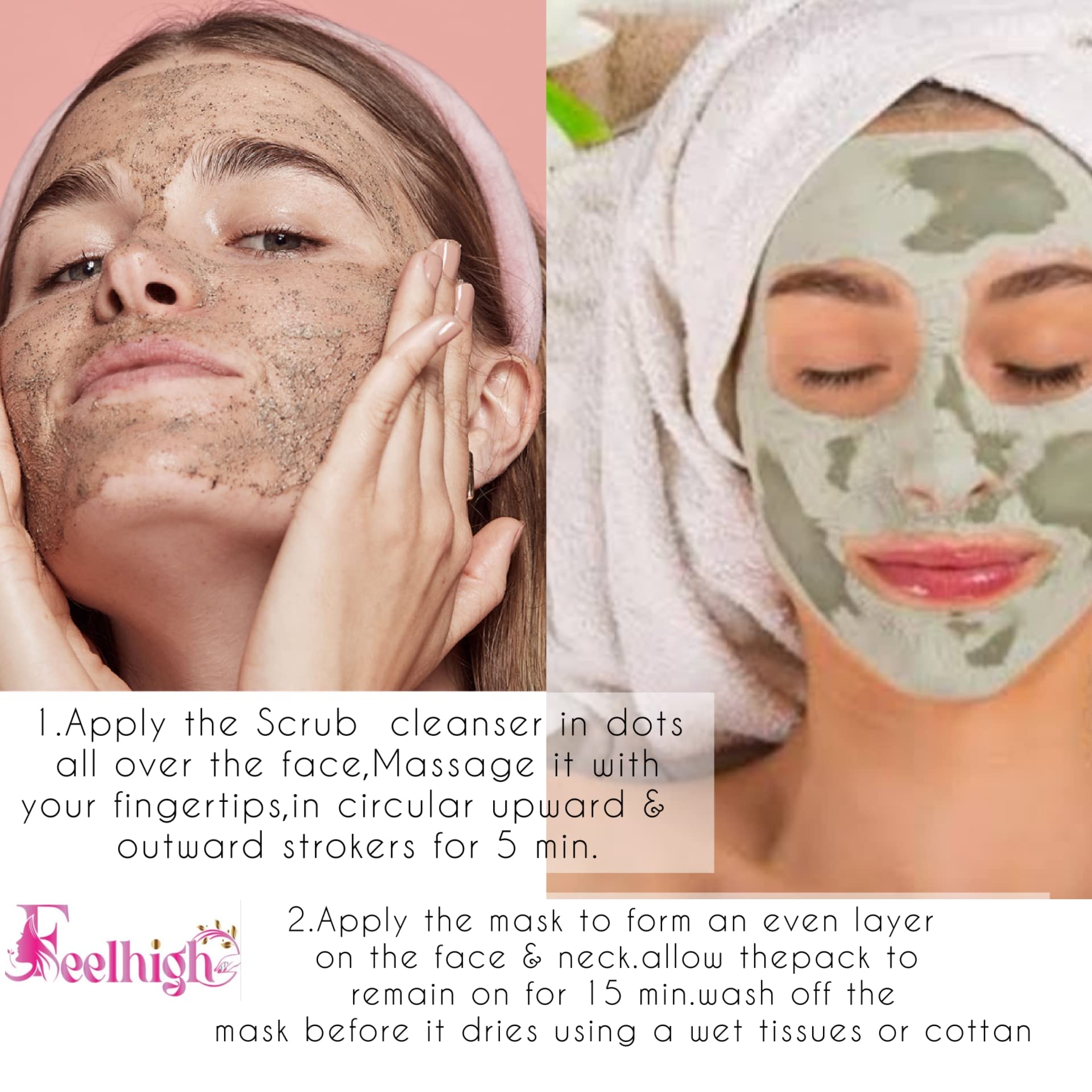 Feelhigh Papaya Face & Body Scrub with Charcoal Mask Set - Exfoliating & Detoxifying Skincare Duo for Clear, Glowing Skin - Perfect for Acne-Prone & Oily Skin Types