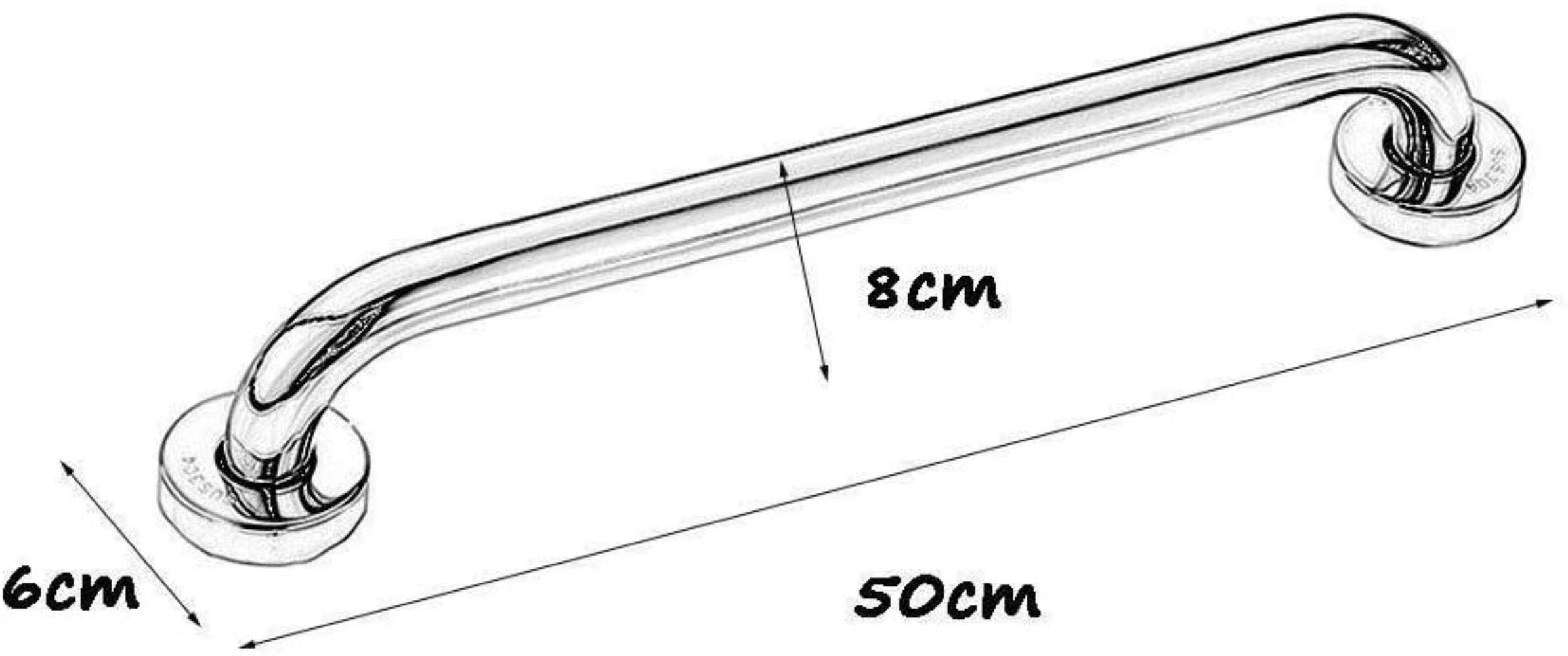 Anti-Slip Bathroom Safety Grab Bar - 50cm Silver Shower Handrail for Elderly & Disabled, Sturdy Bathtub/Toilet Support with Dual Function as Towel Holder (Ideal for Fall Prevention & Bathroom Safety)