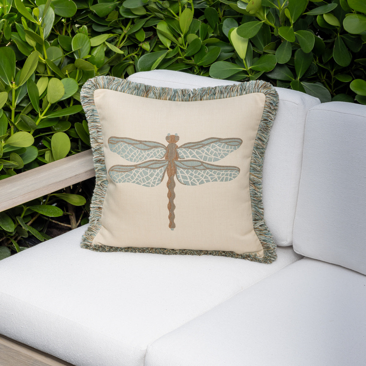 Dragonfly Print Indoor Outdoor Decorative Pillow - Waterproof & UV Resistant for Patio, Garden, Porch, and Living Room