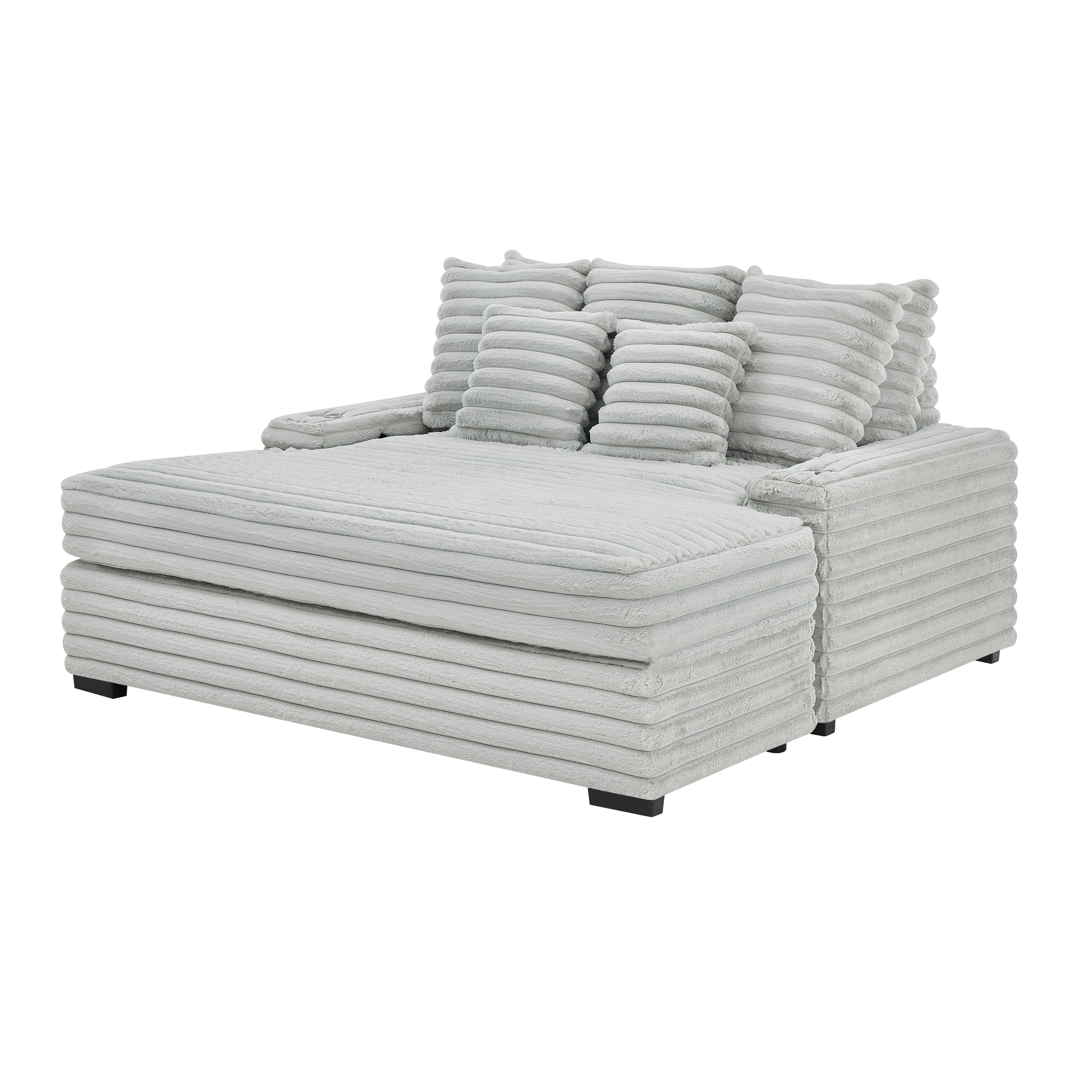 Roundhill Furniture Gaviella Plush Wide Wale Corduroy Oversized Multi-Functional Chaise Lounge - Comfortable Sofa Bed for Living Room, Bedroom & Home Theater Relaxation