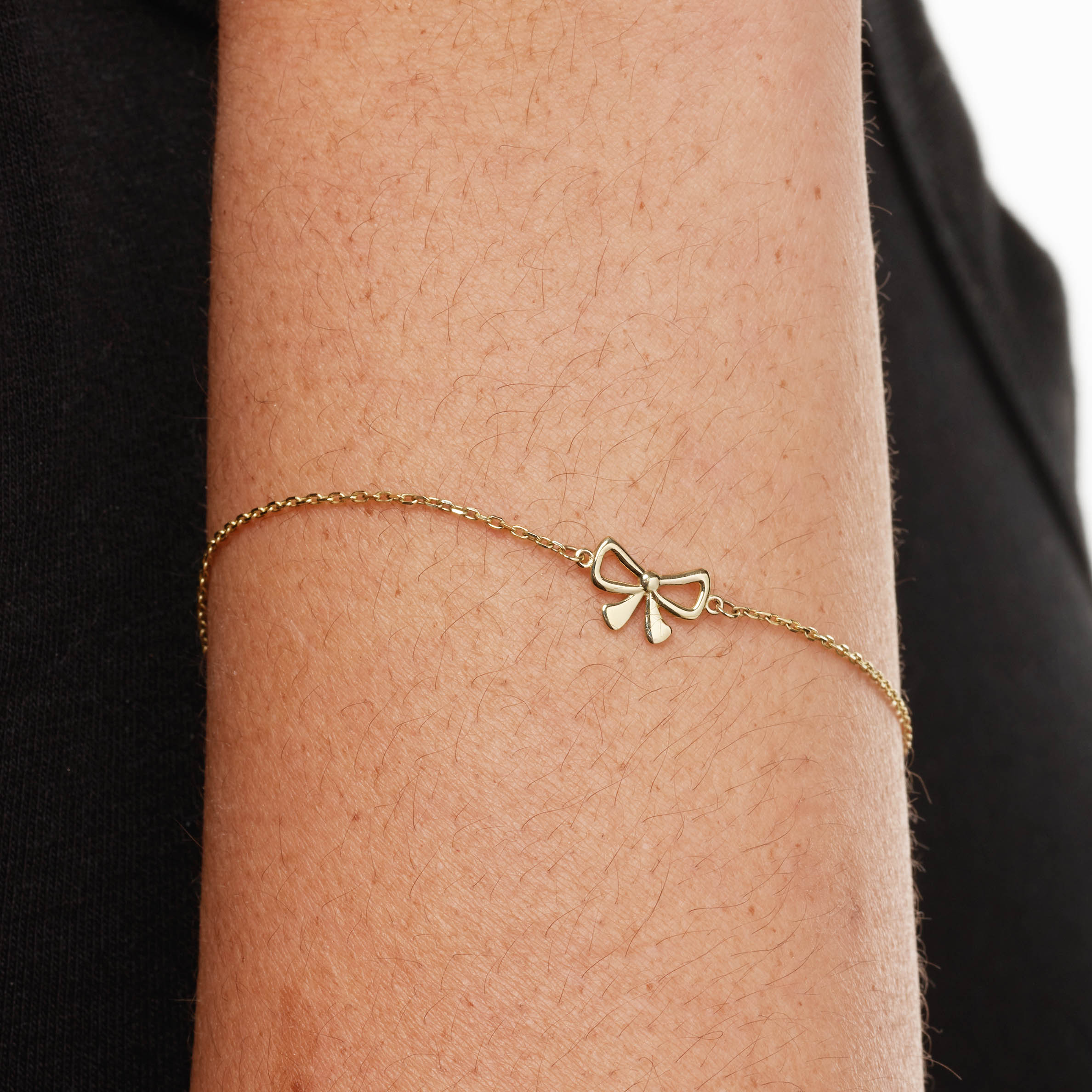 10k Gold Micro Bow Bracelet - Elegant & Dainty Jewelry for Women - Perfect for Gifts, Parties & Everyday Wear