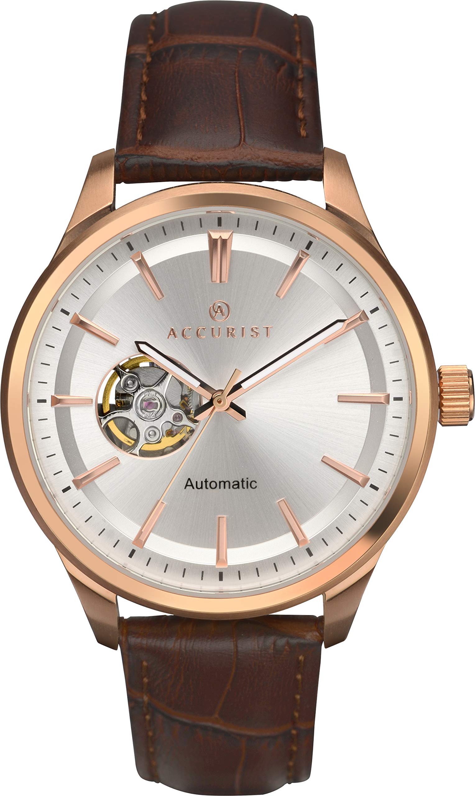Accurist 7702 Men's Brown Leather Strap Watch - Classic Analog Wristwatch for Business, Casual & Everyday Wear