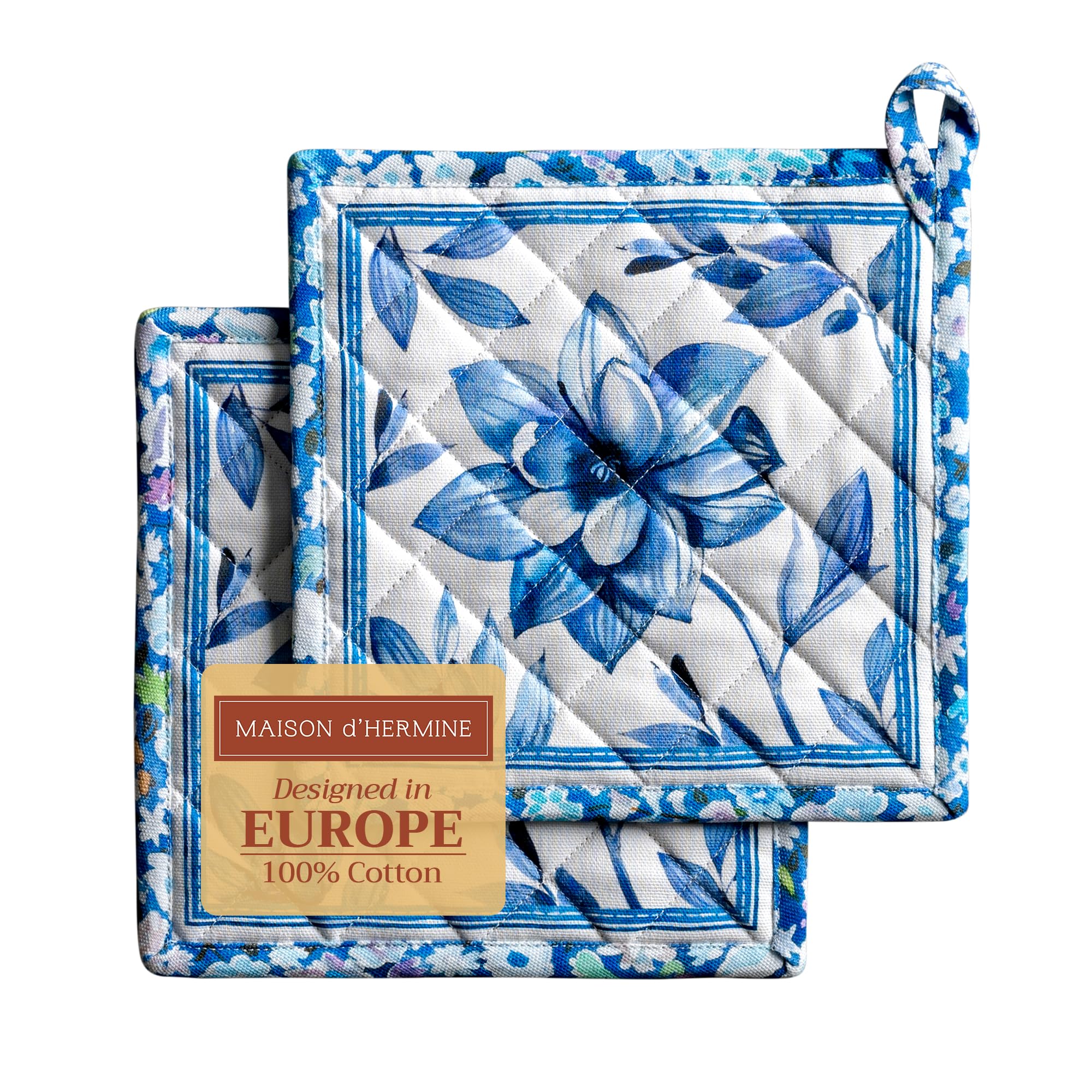 Premium 100% Cotton Pot Holders Set of 2 - 8