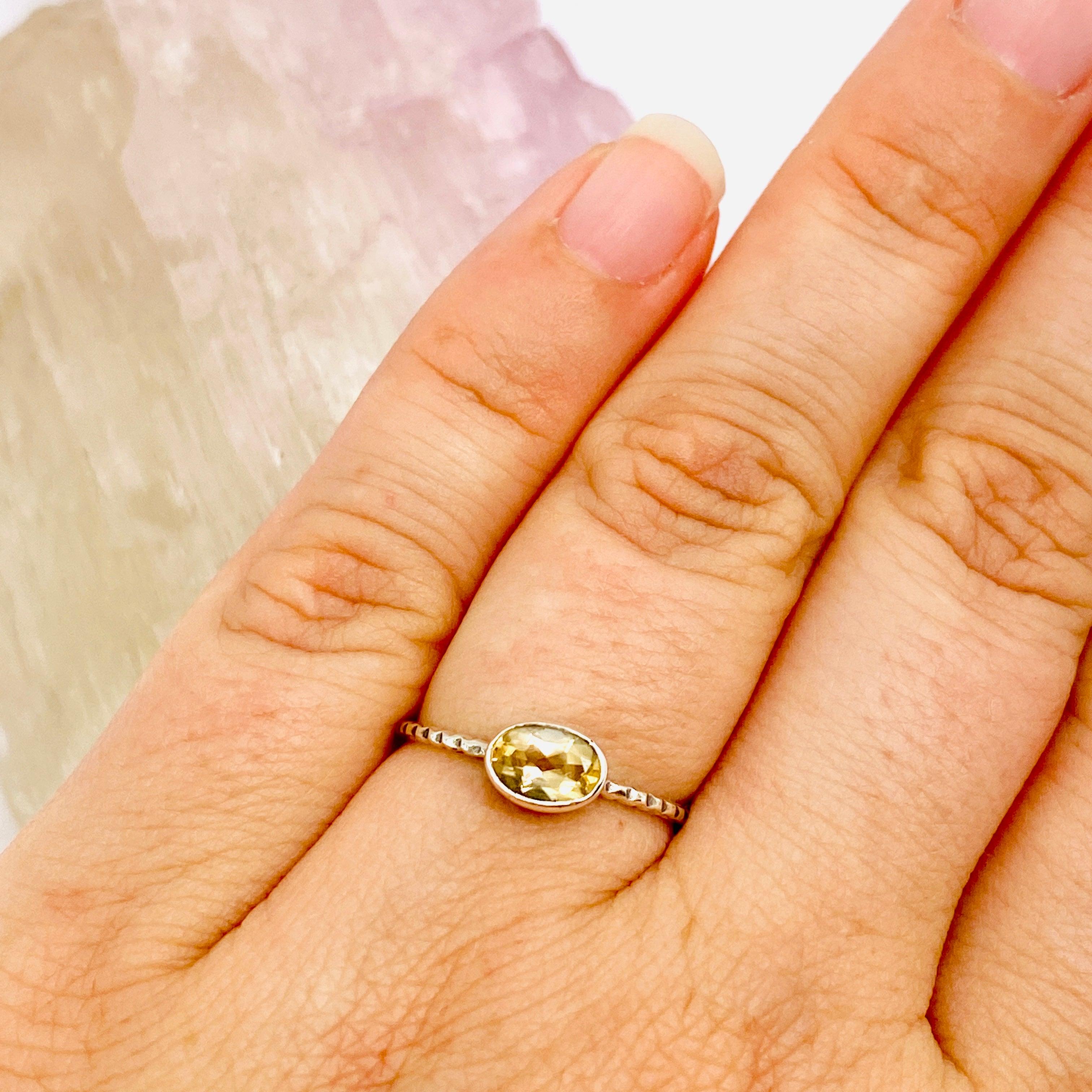 Natural Citrine Oval Faceted Fine Band Ring 14K Gold Plated 3.75 Carat - Elegant Jewelry for Women, Perfect for Weddings, Anniversaries & Everyday Wear
