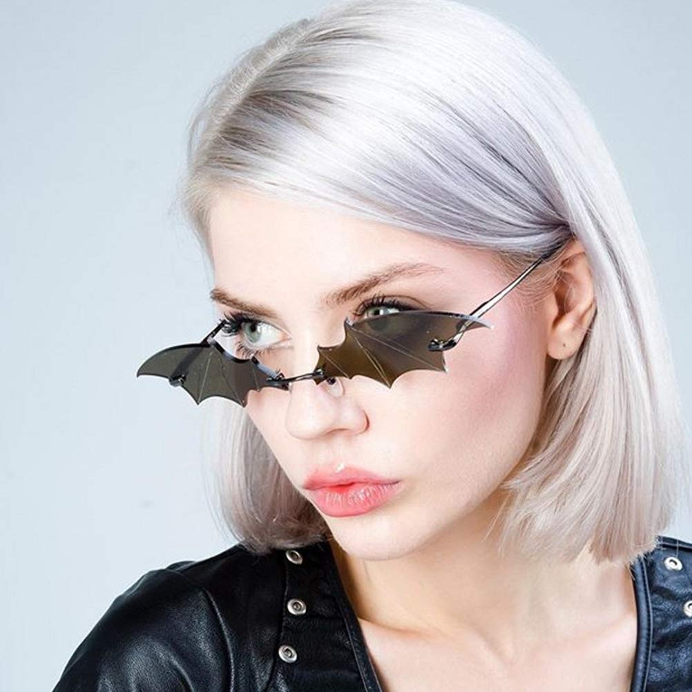 ABOOFAN 1pc Bat Shaped Halloween Sunglasses - Novelty Party Glasses for Women & Men, Funny Rimless Costume Accessories for Halloween Decor, Photo Props & Cosplay - Perfect for Halloween Parties, Costume Events & Themed Photoshoots