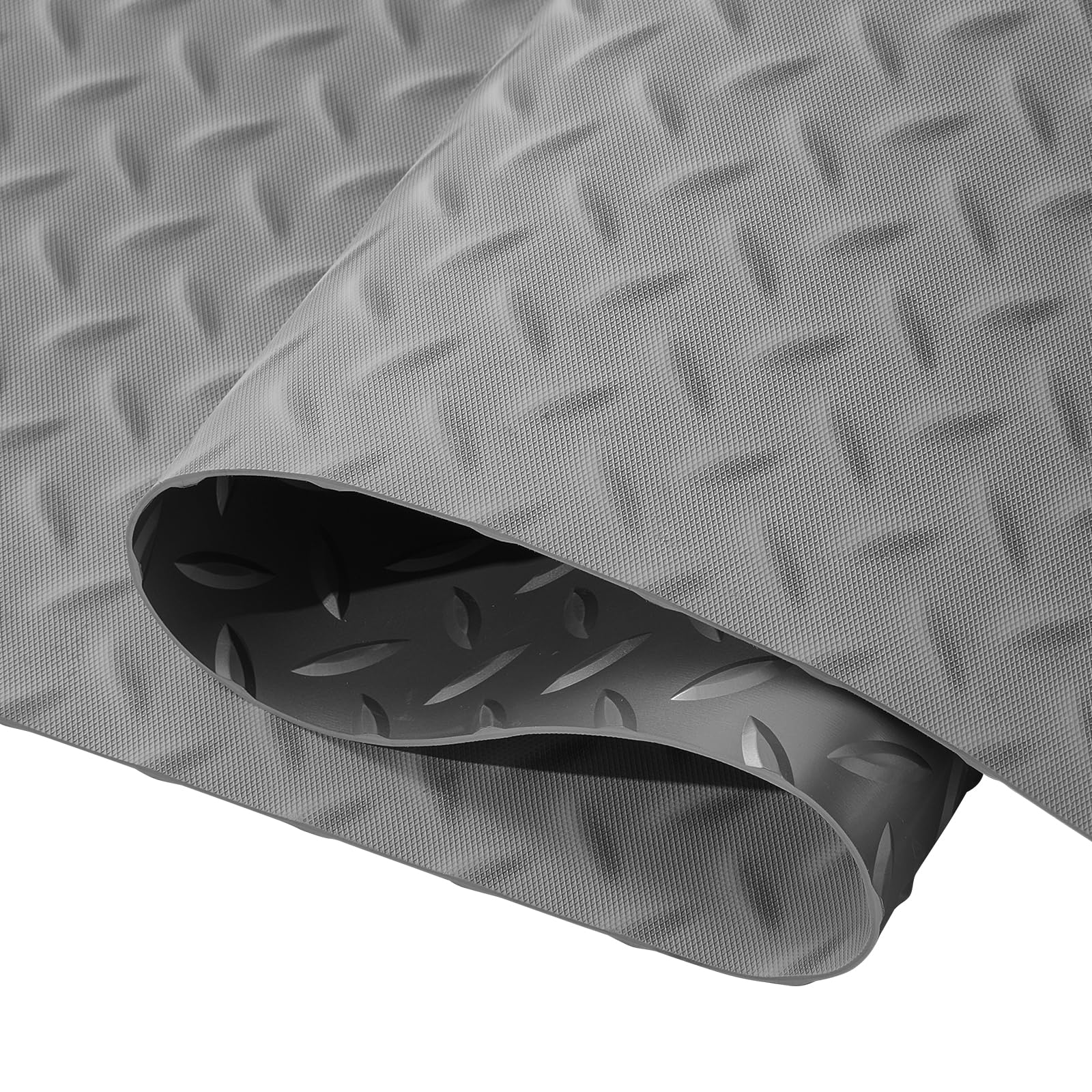 VEVOR 19 x 4.9 FT PVC Garage Floor Mat with Non-Slip Diamond Texture - 93.65 sq.ft Coverage - Heavy Duty Garage Flooring Roll for Cars, Gyms, Boats & Trailers - Gray - Perfect for Workshop Protection & Vehicle Parking