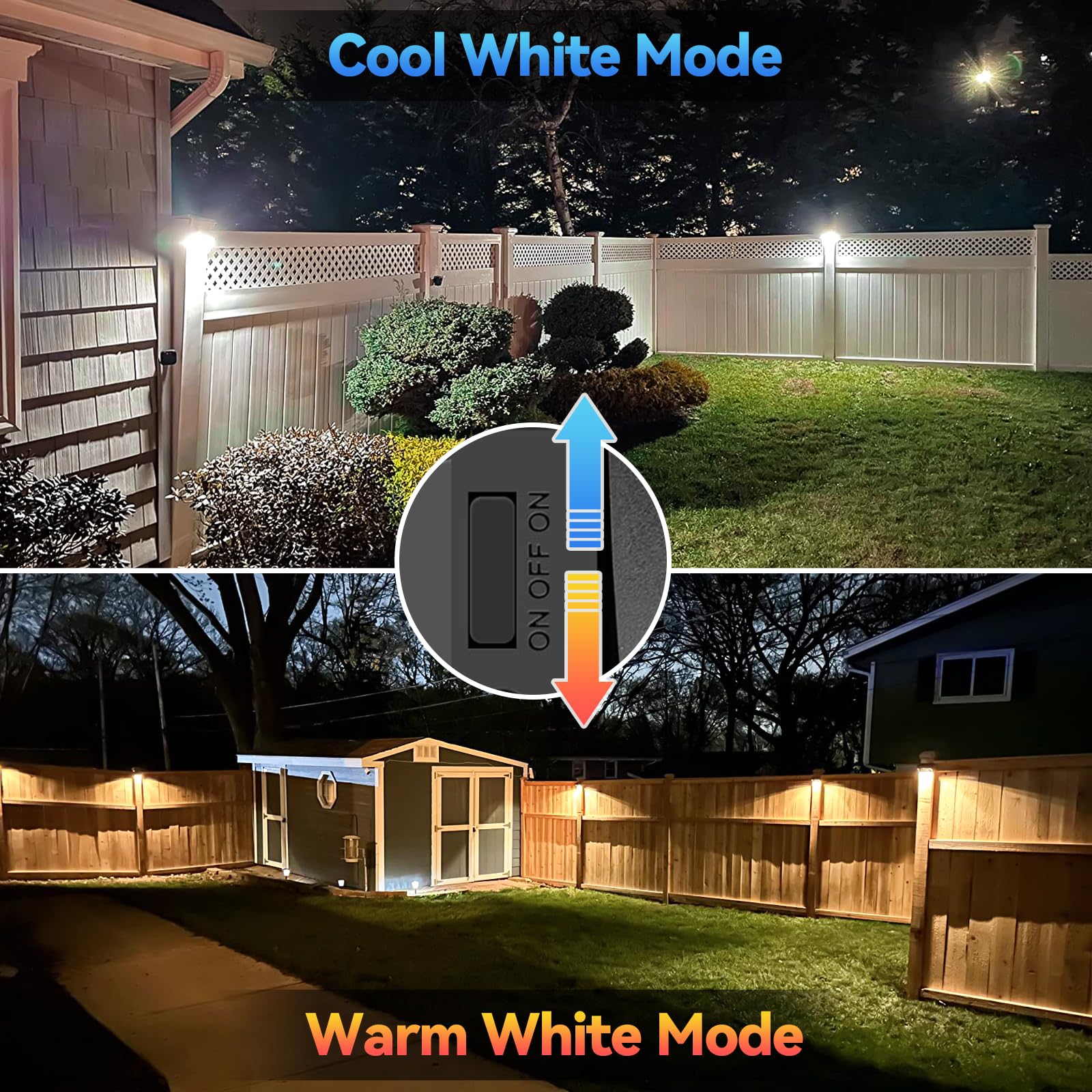 Bridika 12 Pack Solar Fence Lights - Warm White & White LED Outdoor Wall Lights, Waterproof Solar Powered for Steps, Backyard, Patio, Deck Railing & Stairs | Perfect for Garden, Pathway & Landscape Lighting at Night
