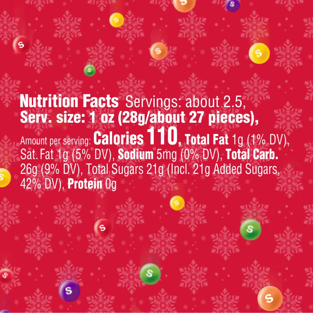 Skittles Original Christmas Chewy Candy Cane Gift - 2.6 oz Pack - Festive Holiday Treats for Stocking Stuffers & Party Favors