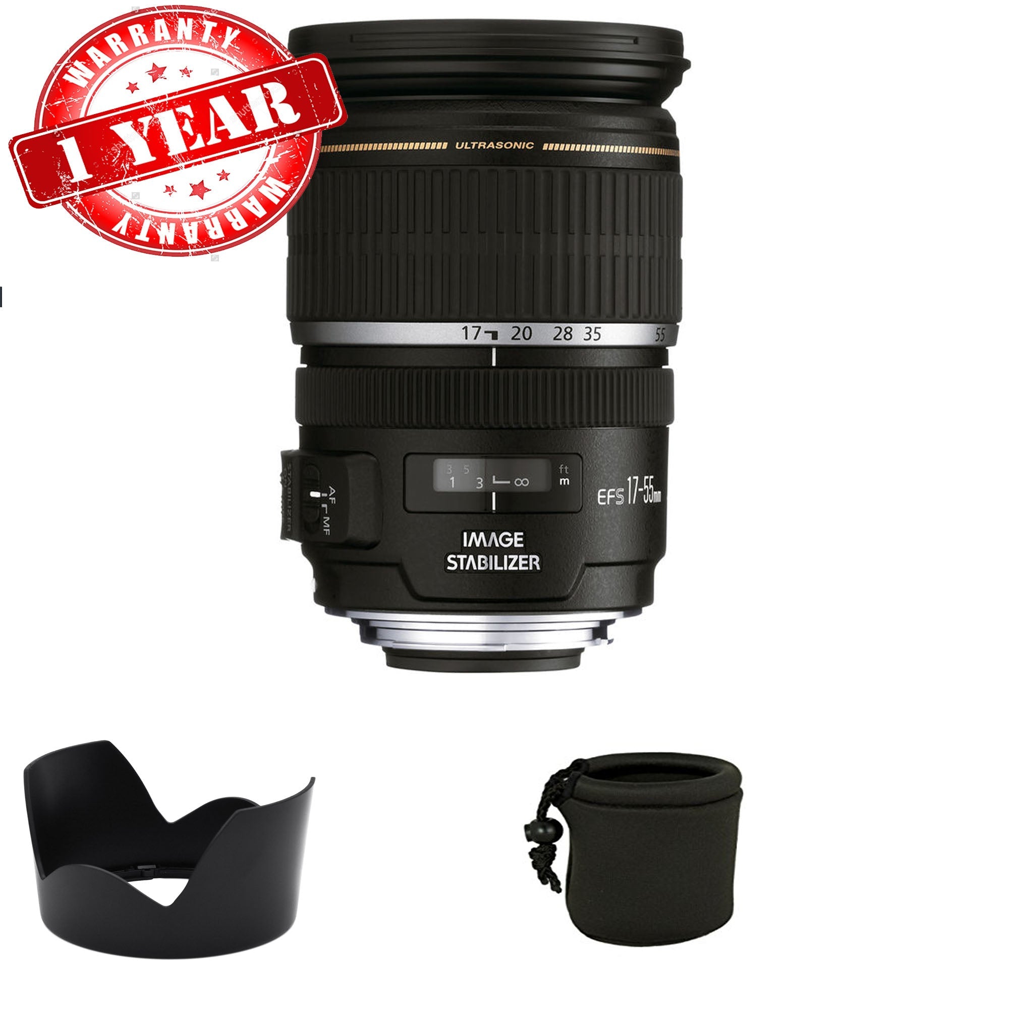 Canon EF-S 17-55mm f/2.8 IS USM Lens for DSLR Cameras - Fast Aperture Zoom Lens with Image Stabilization - Perfect for Portrait, Travel & Low Light Photography (USA Version)