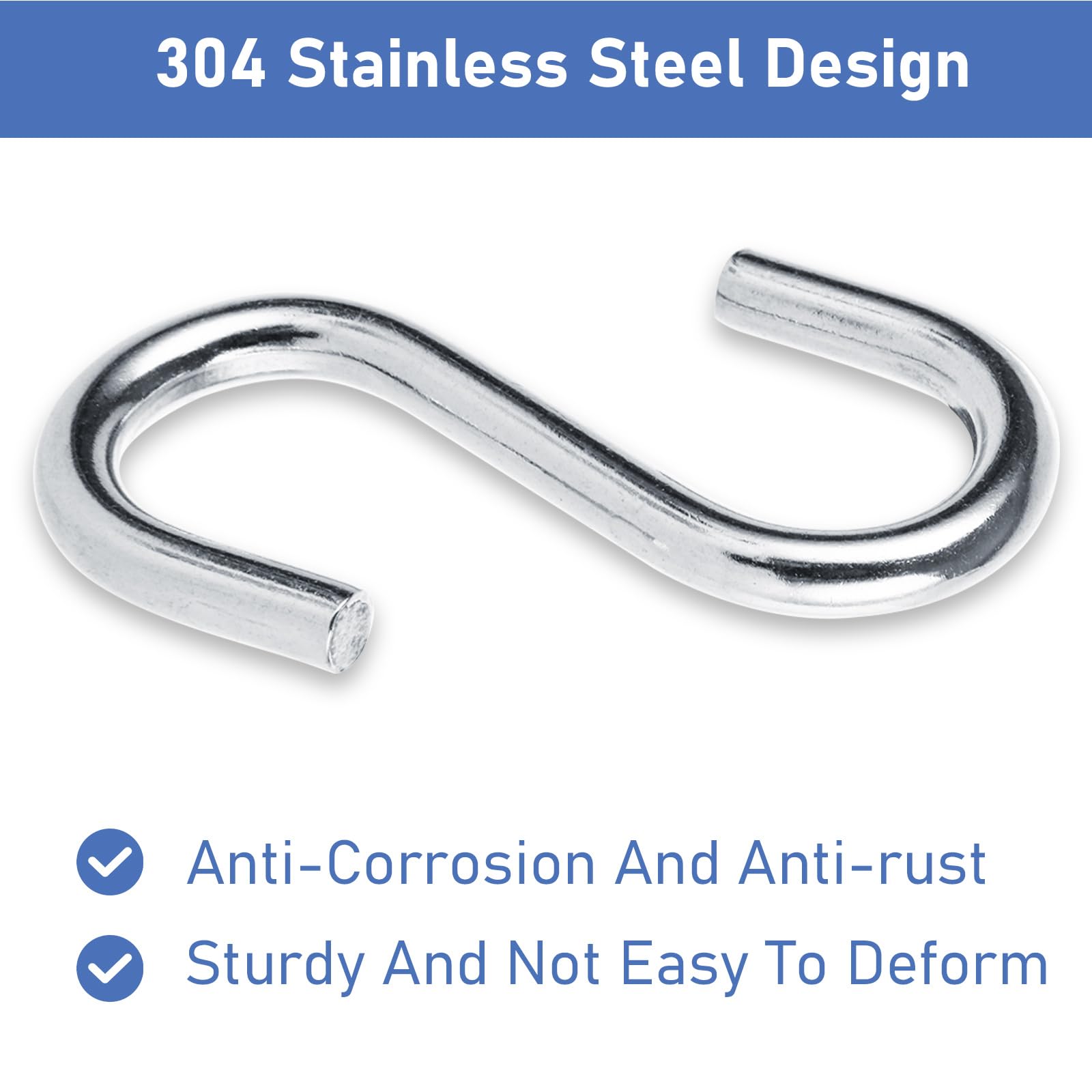40 Pack 2.2 Inch Stainless Steel S Hooks - Heavy Duty Small S Hooks for Hanging Plants, Kitchen Utensils, Closet Organizers & Garage Storage - Multi-Purpose Hanging Hooks for Home & Office Organization