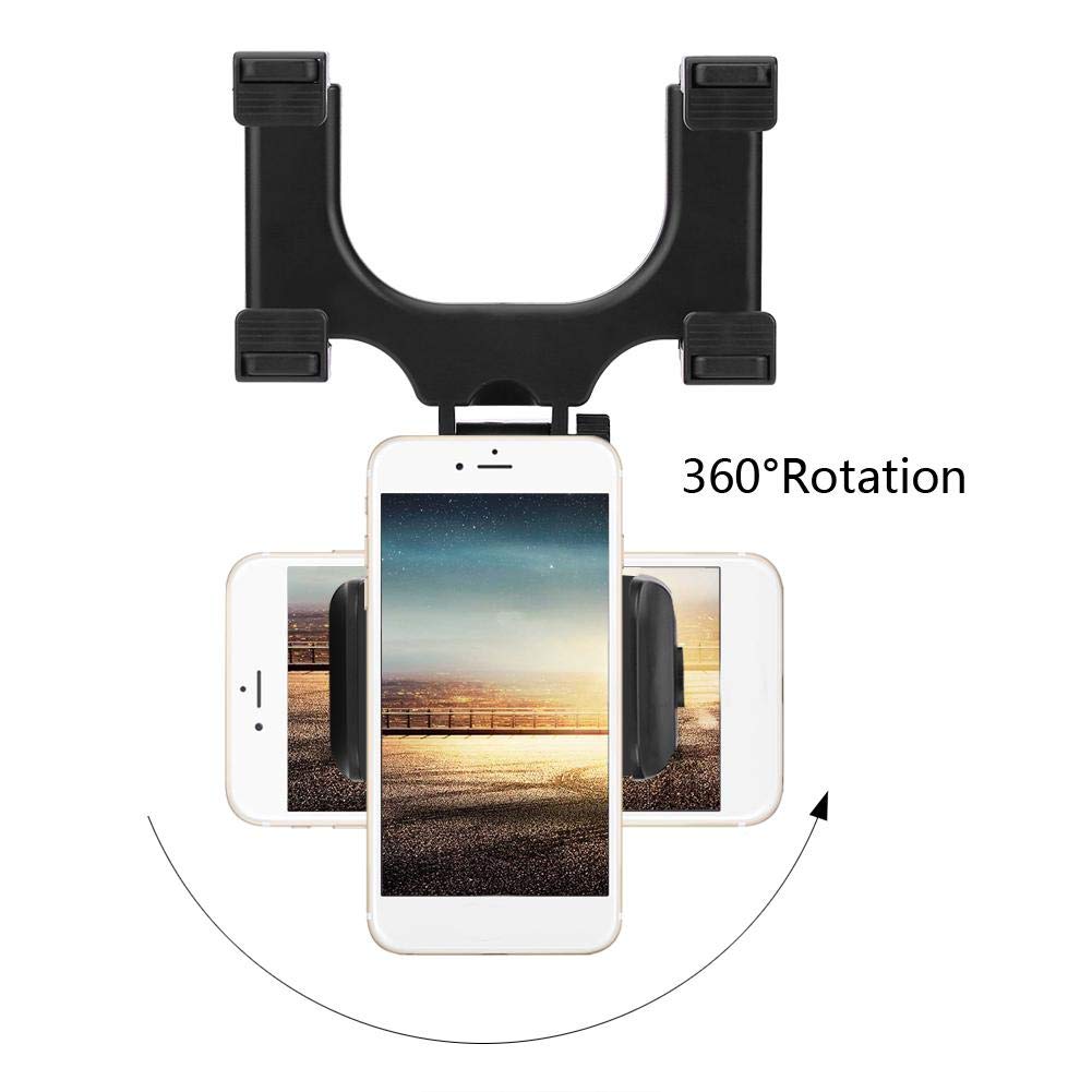 Universal Rear View Mirror Phone Mount - Hands-Free Car Accessory for GPS Navigation & Safe Driving | Perfect for Uber, Lyft & Road Trips
