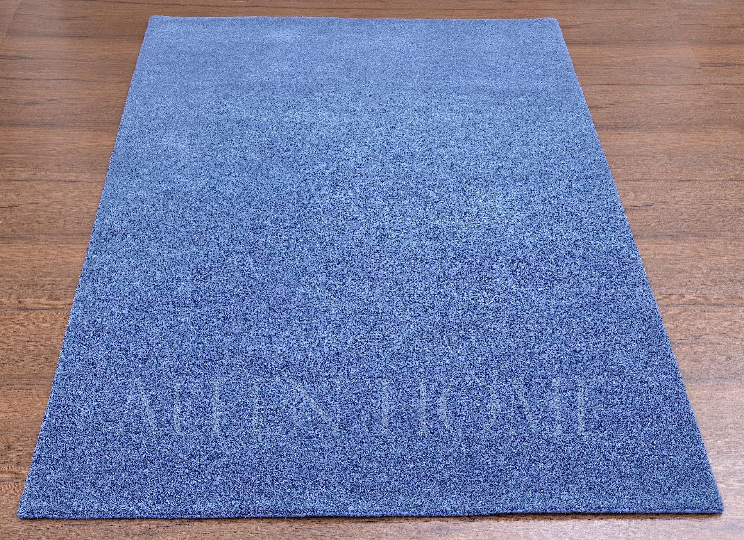 Allen Home 5' x 8' Blue Modern Wool Area Rug - 100% Natural Wool with Cotton Backing - Soft Decorative Carpet for Living Room, Bedroom, Dining Room - Baxter Collection - Perfect for Cozy Home Decor & High Traffic Areas