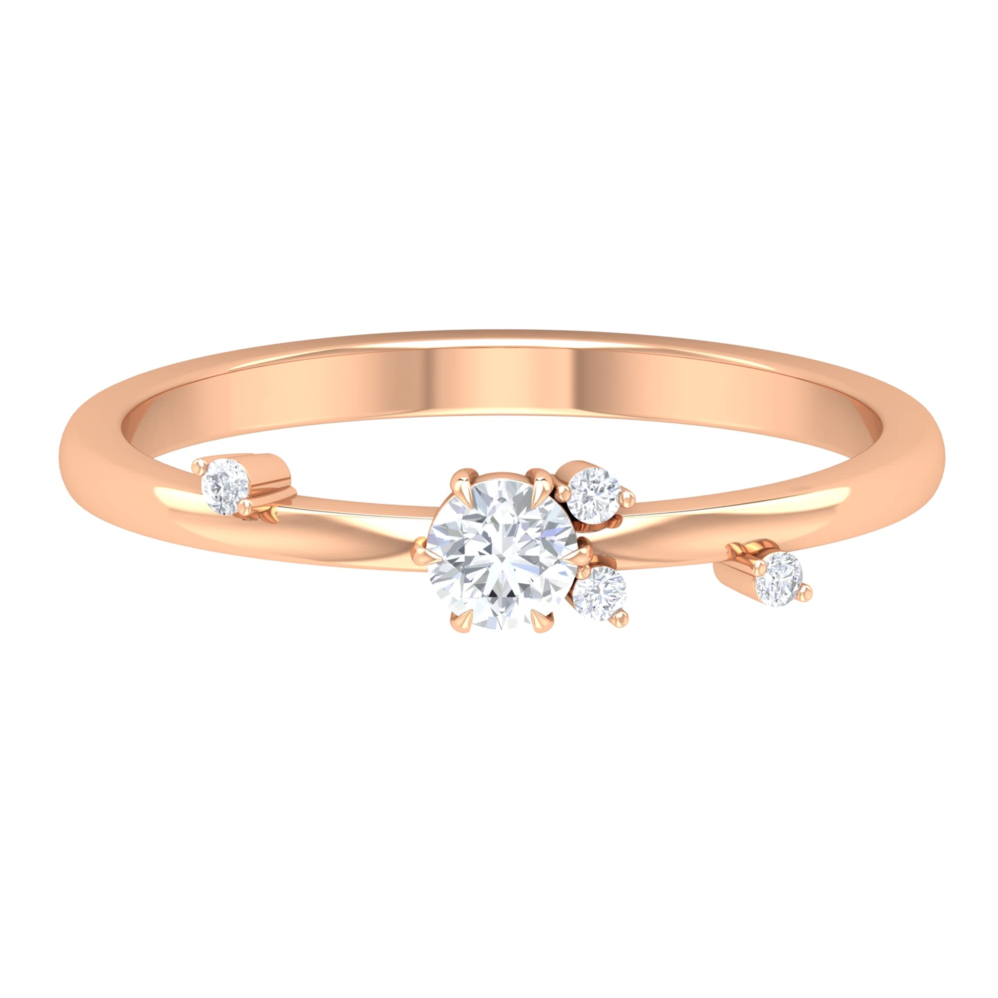 1/4 CT Diamond Promise Ring for Women - Certified 14K Solid Gold Scatter Diamond Ring with April Birthstone | Perfect for Engagement, Anniversary & Gift Giving