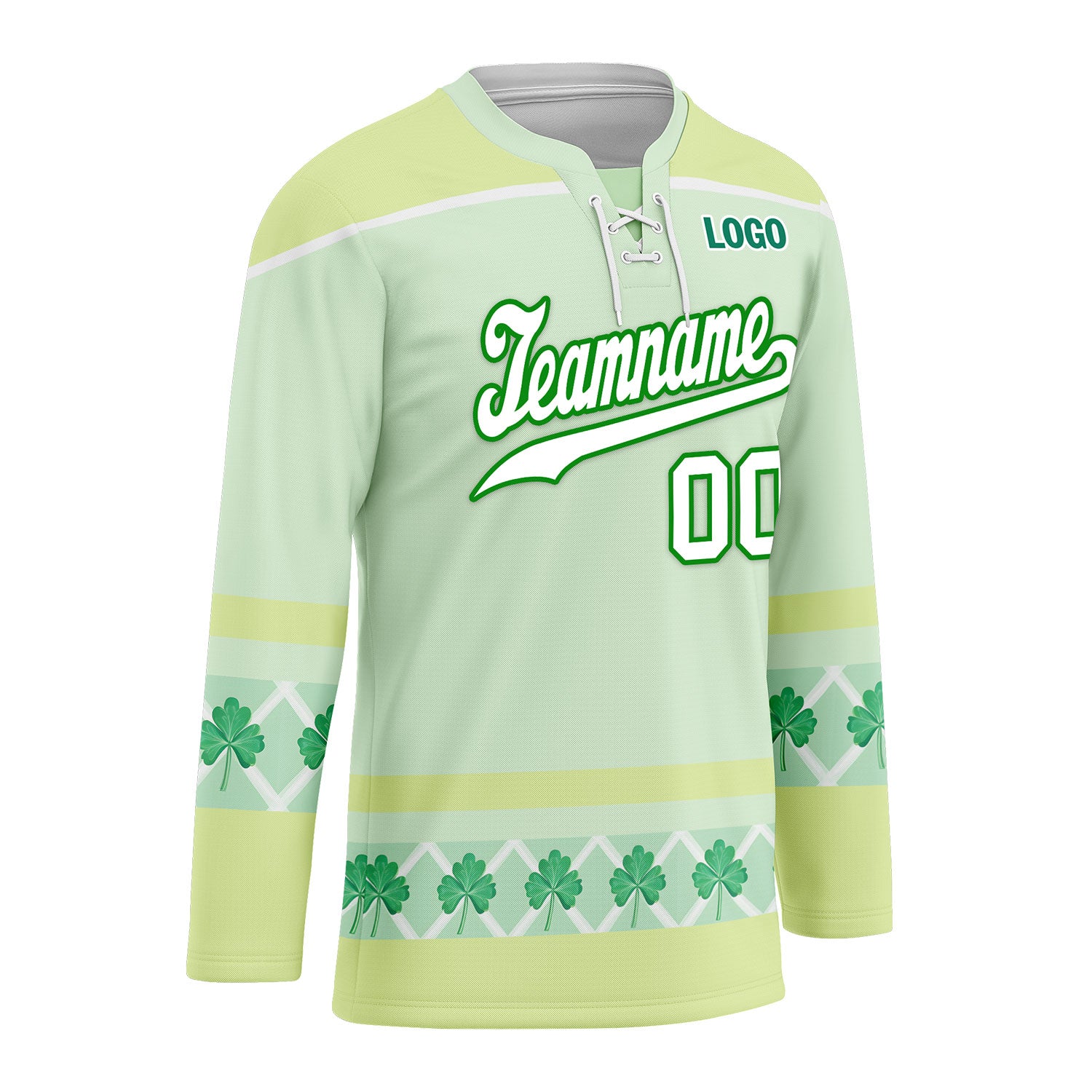 Custom Four Leaf Clover Personalized Hockey Jersey HCKJ01 E0615 - Personalized Sports Apparel for Hockey Games, Team Events & Fan Gifts