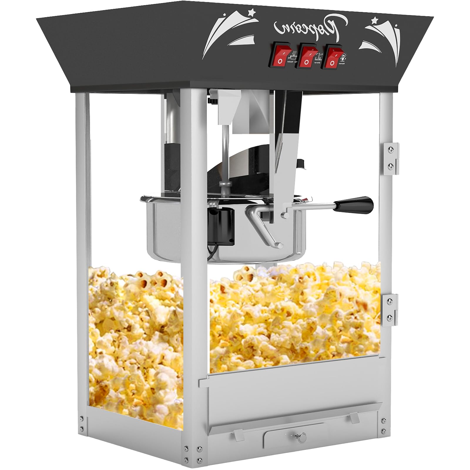 Commercial Popcorn Maker Machine - 12 Ounce Stainless Steel Kettle with Tempered Glass & Warming Deck - 900W Countertop Popcorn Popper for Home Theater, Movie Nights, Parties, Events & Carnival Snack Stands