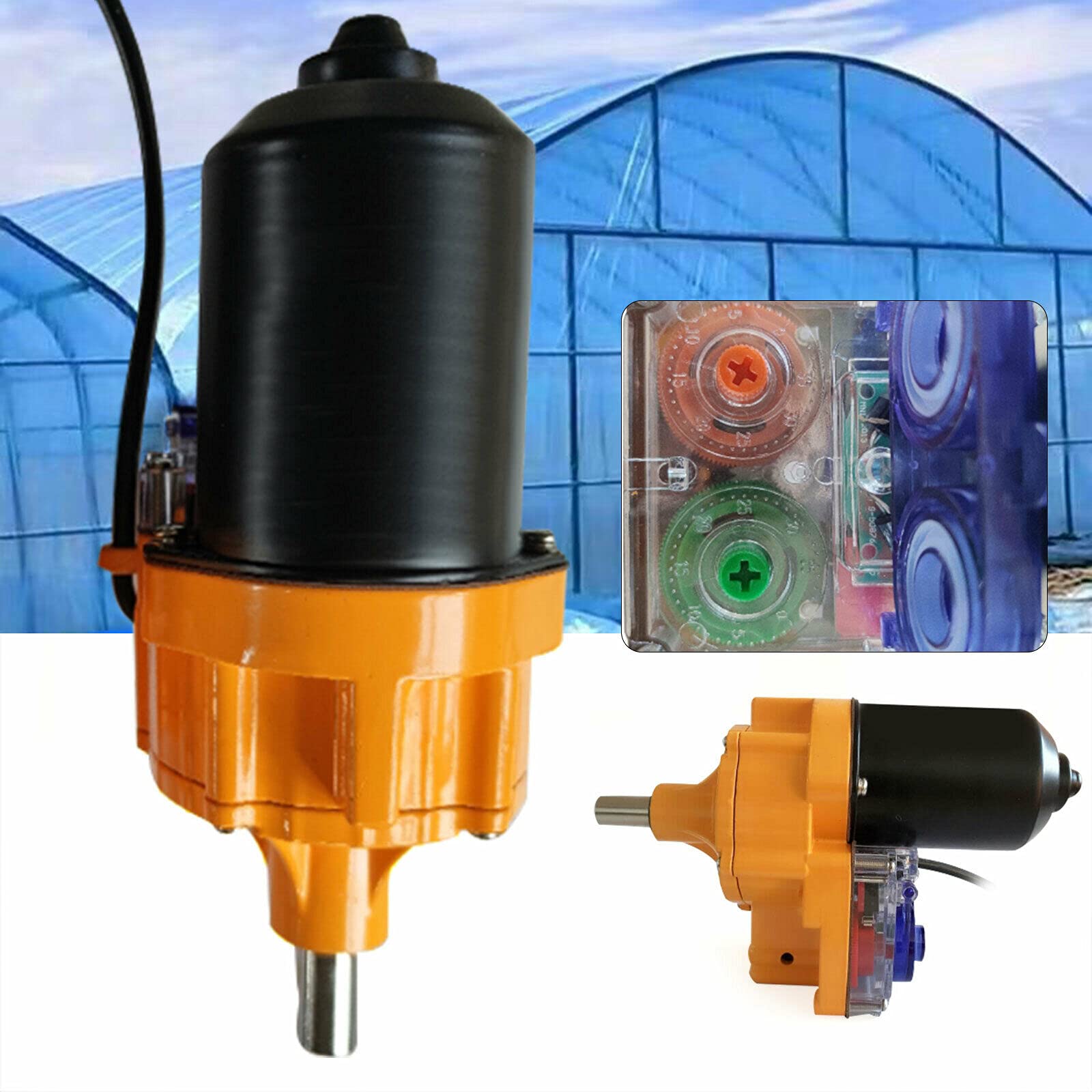 Fetcoi 100W Greenhouse Film Roll Up Motor - Electric Automatic Ventilation System with 40 Loops for Greenhouse Film Curtain Roller Frame | Perfect for Sheds, Greenhouses & Ventilation Control