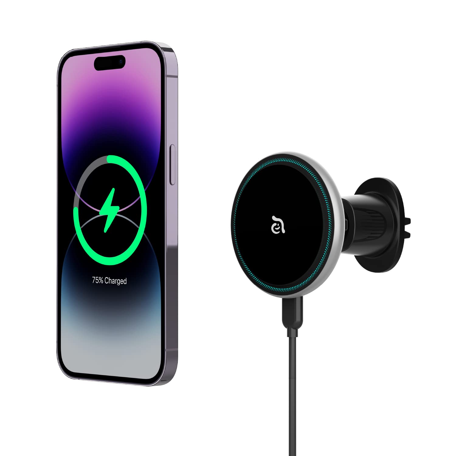 ADAM Elements Omnia CX2 Qi-Certified Magnetic Wireless Car Charger Mount for iPhone 12/13/14 Series - Fast Charging Phone Holder for Safe Driving & Hands-Free Navigation