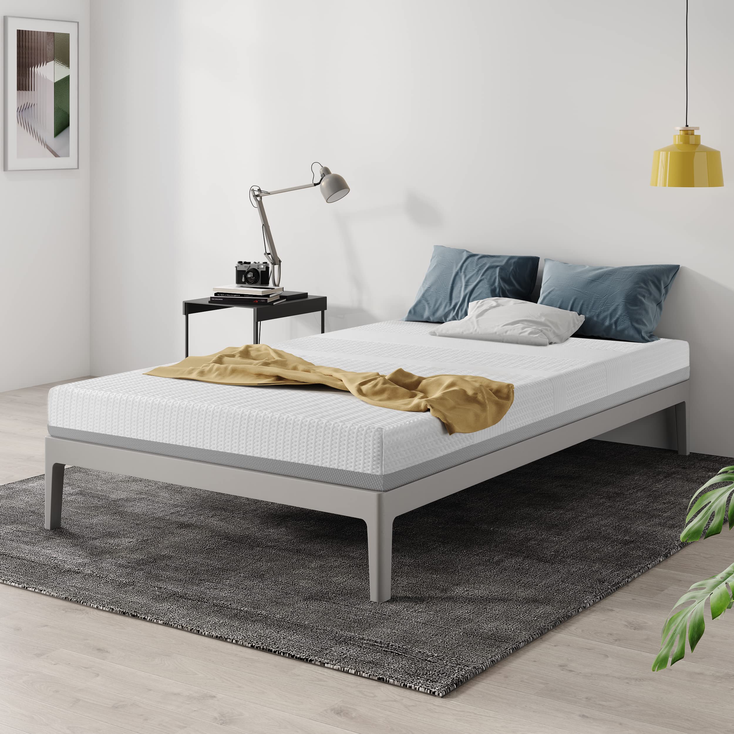 XIONGGG Gel & Charcoal Infused Memory Foam Mattress - Queen Size 6 Inch, CertiPUR-US Certified, Pressure Relieving with Washable Breathable Cover | Perfect for Back Pain Relief, Guest Rooms & Small Apartments