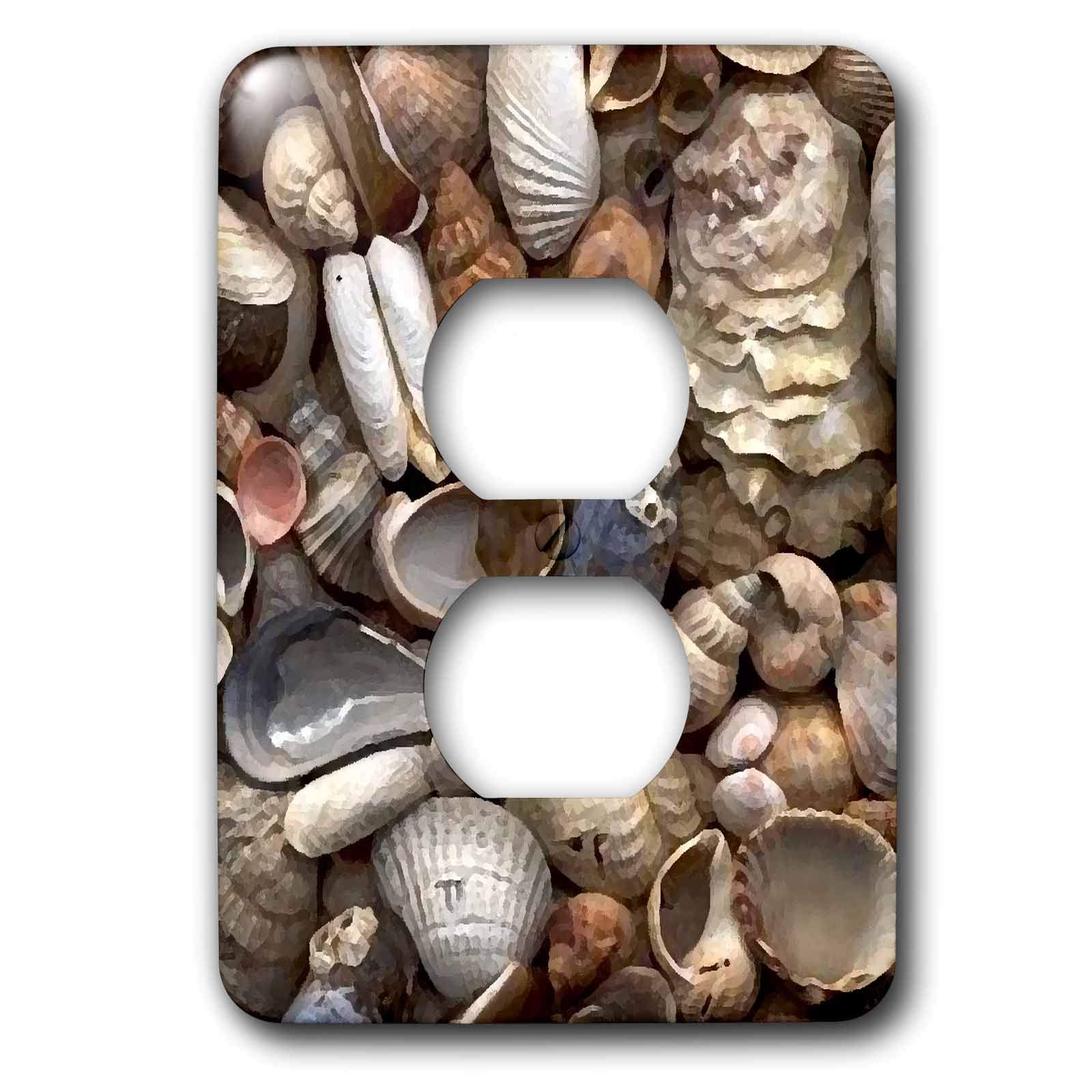 3dRose Sea Shells 2 Plug Outlet Cover - Decorative Wall Plate for Home & Office - Perfect for Beach House Decor, Nursery, Bathroom & Kitchen Safety