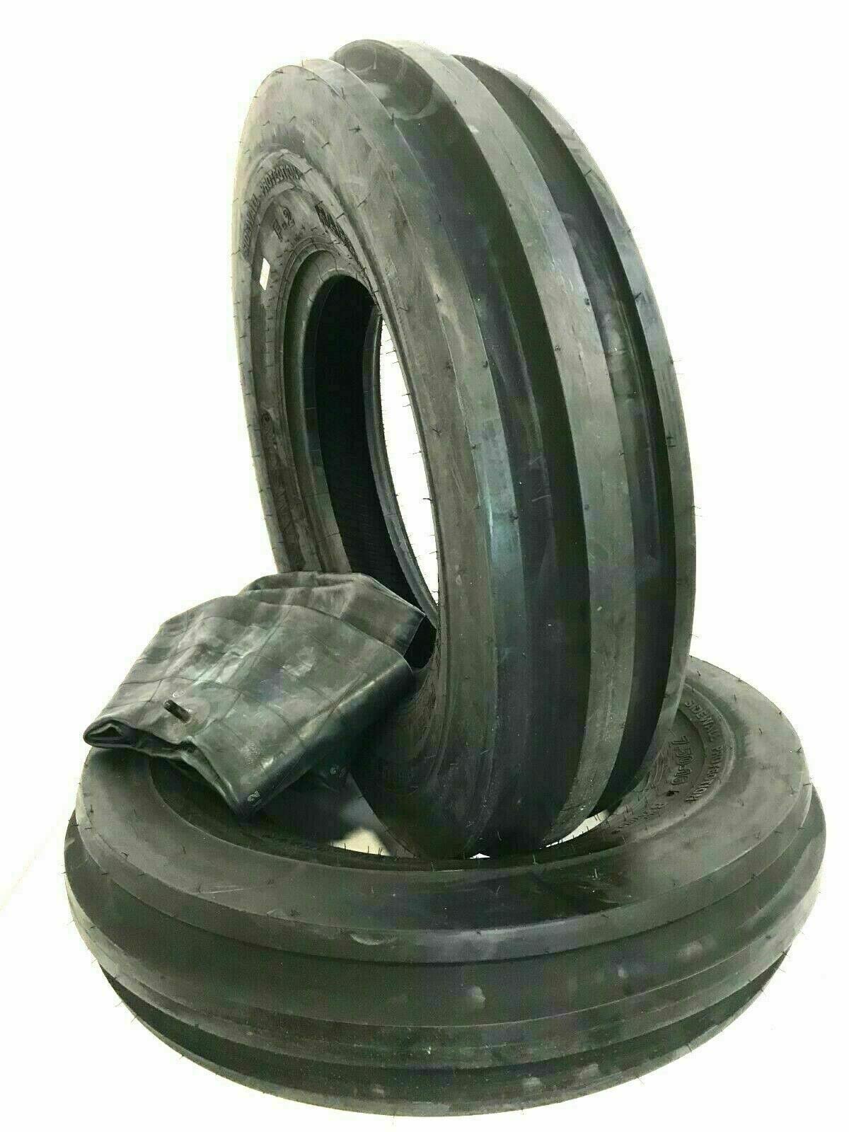 Justubes Two 6.00-16 Tri-Rib F2 Front Tractor Tires with Tubes - Heavy Duty Agricultural Tires for Farming, Tilling & Field Work