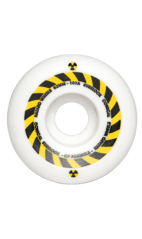 Hazard Sign CP Conical Surelock Wheels 101a 54mm White - Premium Skateboard Wheels for Street & Park Skating