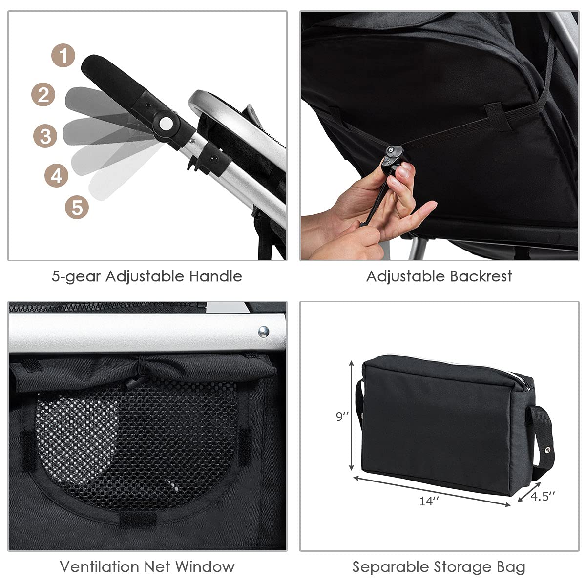 HONEY JOY Baby Stroller - Convertible Infant Bassinet Stroller with Adjustable Canopy & Backrest, Foldable Newborn Carriage with Storage Basket & Foot Cover (Black) | Perfect for Outdoor Walks, Shopping & Travel