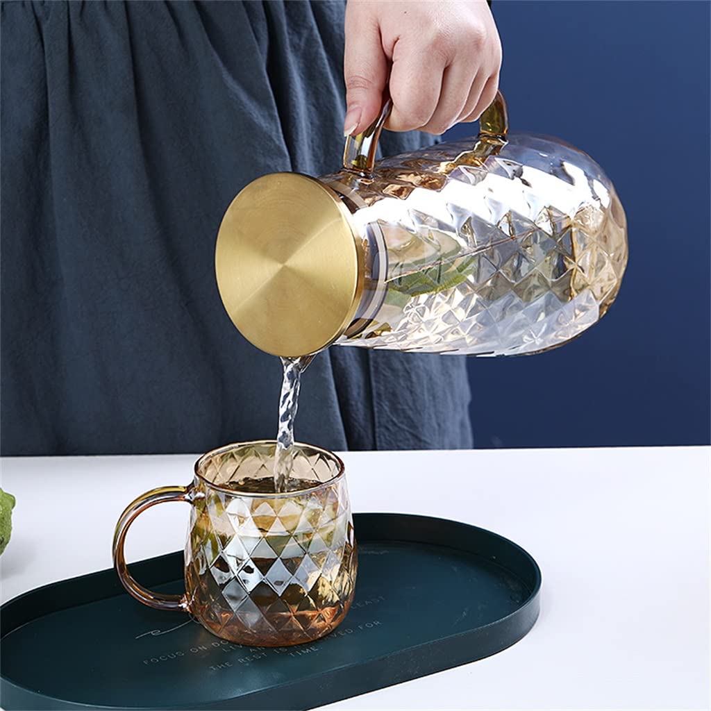 Premium Thickened Glass Cold Water Bottle - 64oz Champagne Jug with Spout, Large Capacity Beverage Dispenser for Juice, Iced Tea, Lemonade - Perfect for Parties, Picnics, and Home Use