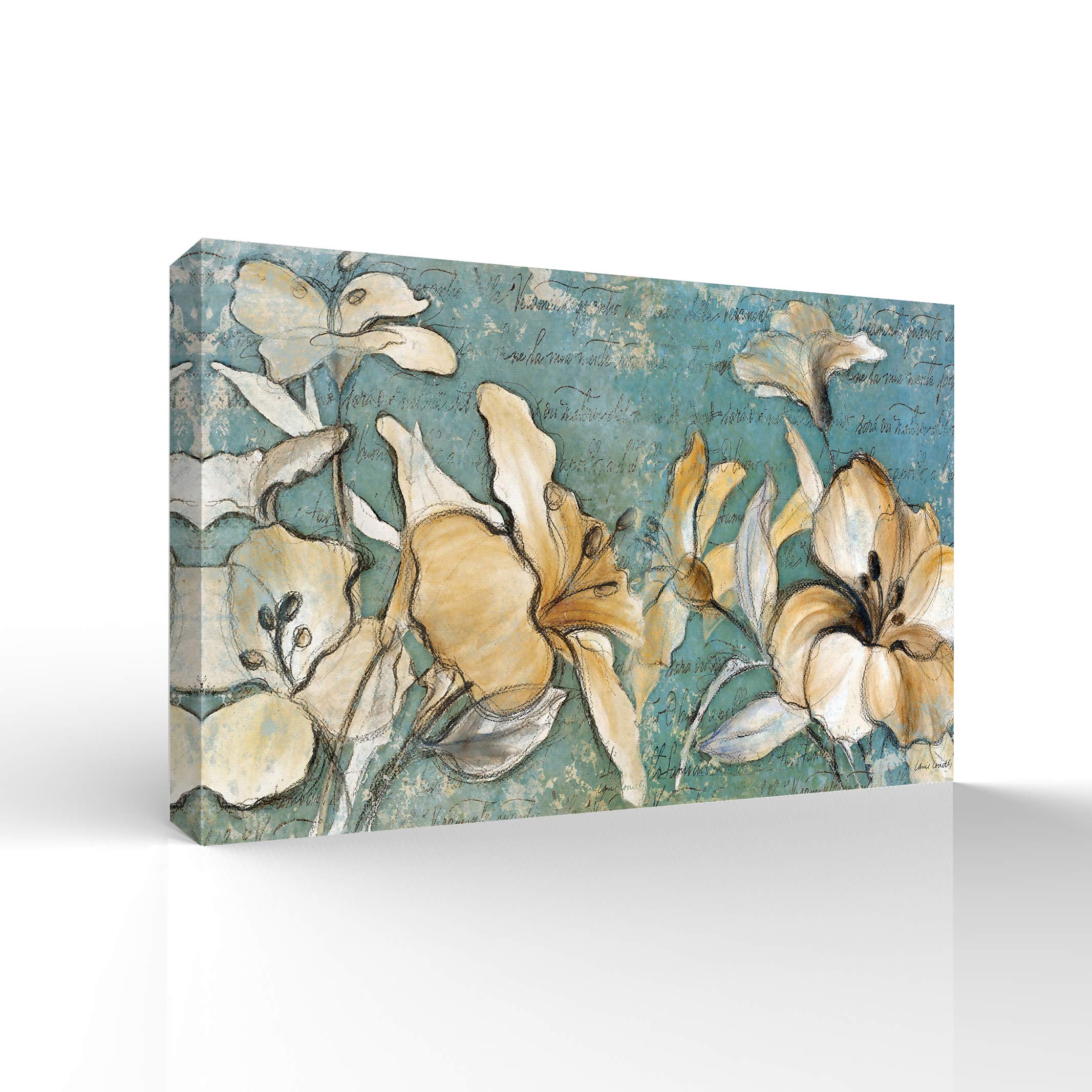 Vintage Flower Giclee Canvas Wall Art - 32x48 Inches - Handmade Painting for Bedroom, Living Room & Home Decor - Perfect for Boho, Farmhouse & Modern Interior Design Styles