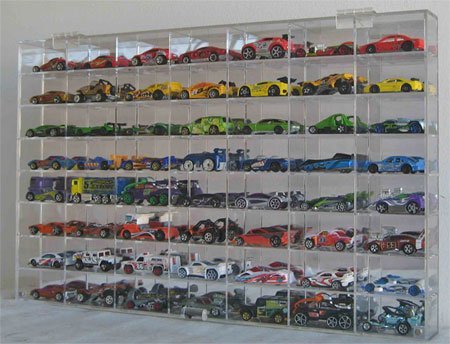 56-Slot 1/64 Scale Diecast Car Display Case with Door - Wall Mount Matchbox & Hot Wheels Organizer Cabinet for Toy Car Collection - Perfect for Home Decor, Gift Display, and Model Car Storage