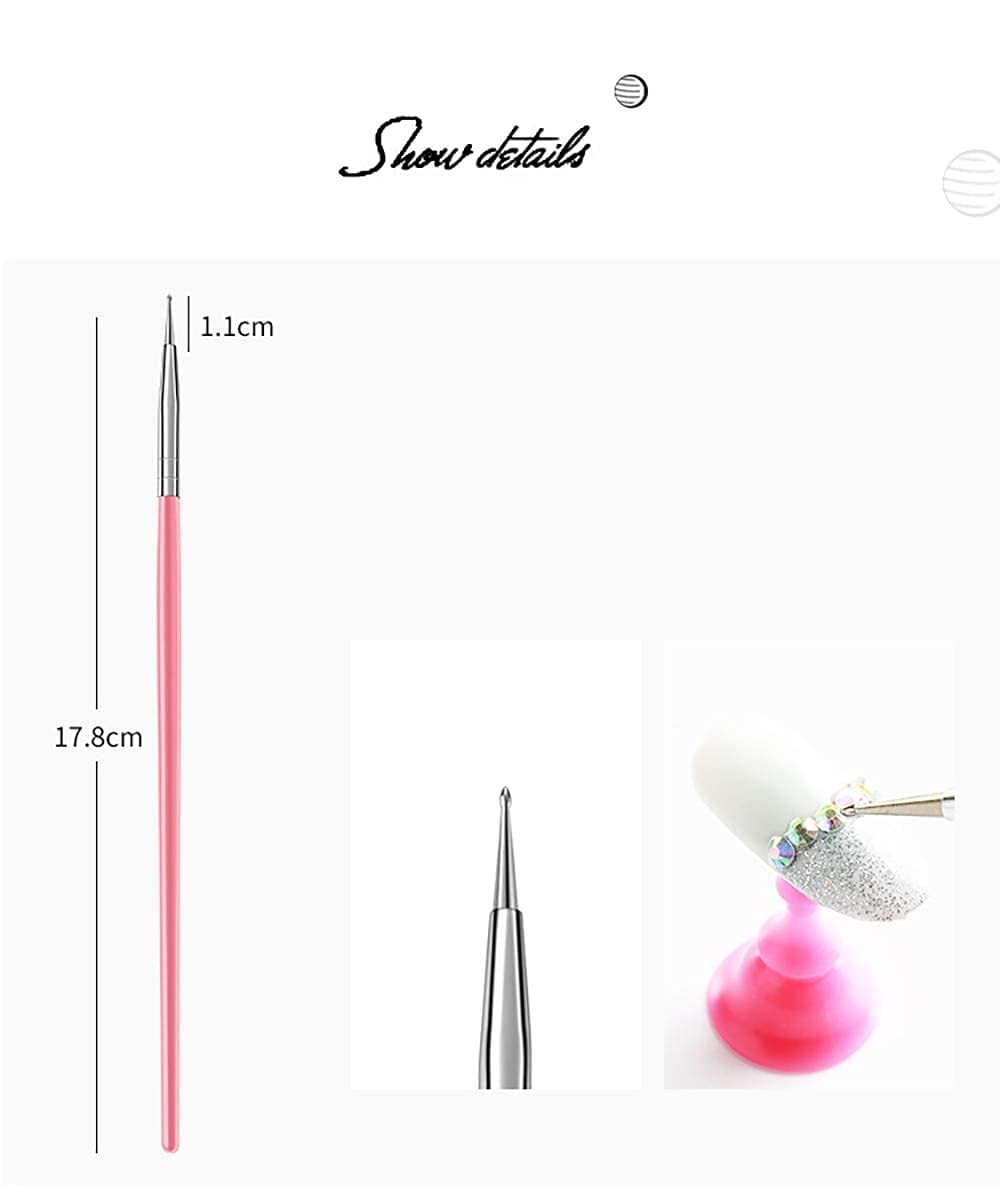 MASTADI 15 Pcs Professional Nail Art Brush Set - UV Gel & Acrylic Nail Design Tools with Polish Brushes for Manicure & Pedicure - Perfect for Salon, Home Use & DIY Nail Art (Pink)