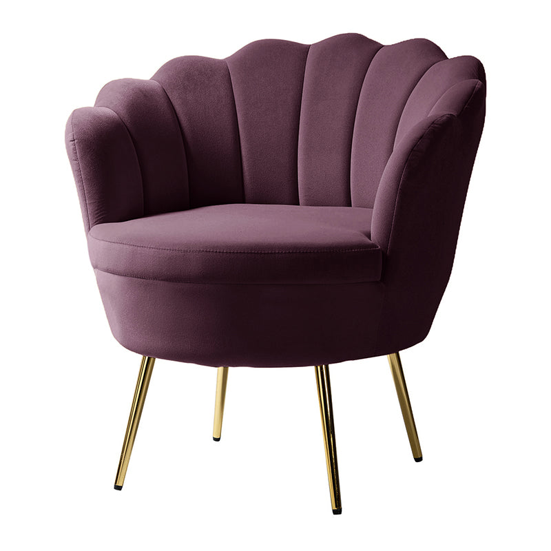 Evelia Velvet Scalloped Barrel Chair - Luxurious Velvet Accent Chair with Curved Back for Living Room, Bedroom & Office - Perfect for Reading Nook, Lounge Area or Home Decor
