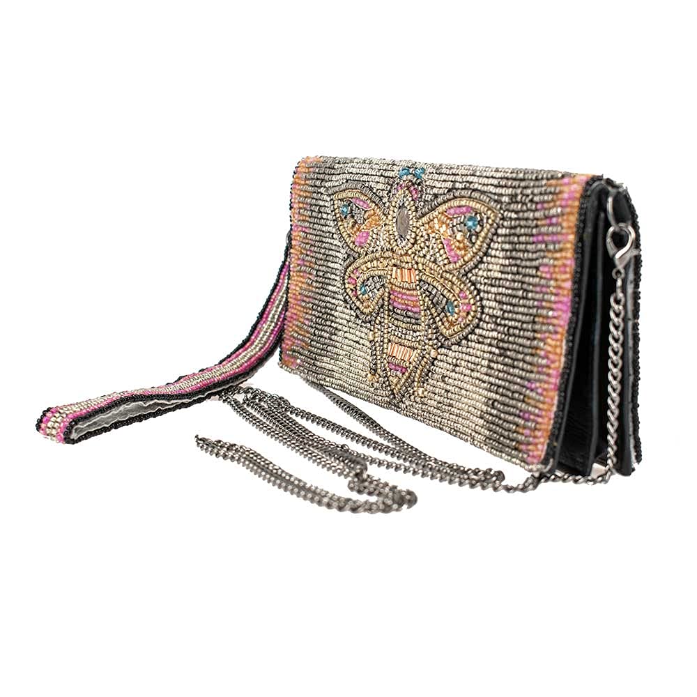 Mary Frances Beaded Crossbody Phone Wallet for Women - Stylish RFID Blocking Purse with Wristlet Strap - Perfect for Travel, Shopping & Everyday Use
