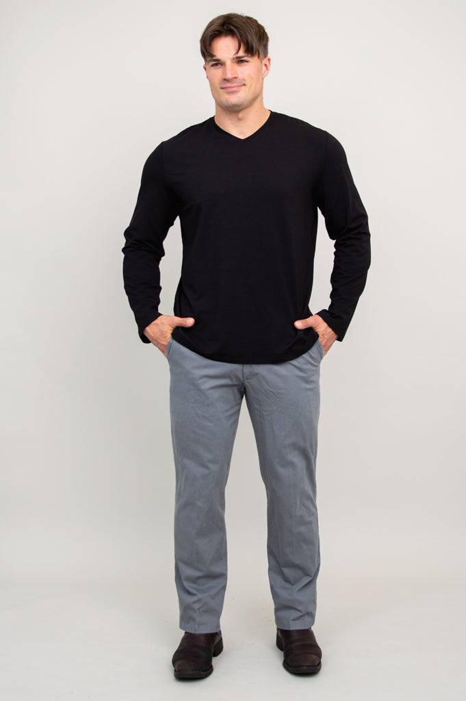 Adam Men's Long Sleeve Shirt - Soft Bamboo Fabric, Breathable & Comfortable, Black - Perfect for Casual Wear, Office & Outdoor Activities