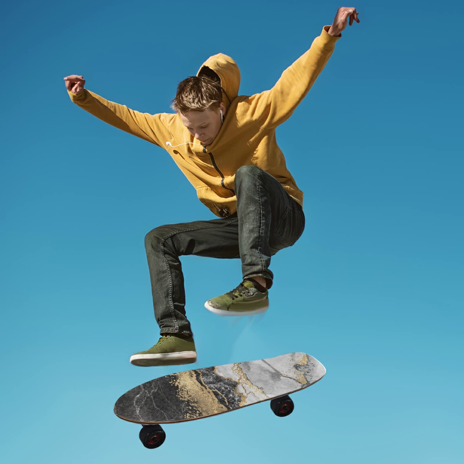 Poeticcity Waterproof Skateboard Grip Tape - Anti-Slip, Tear-Resistant Sandpaper Sheet for Longboards, Scooters & Roller Boards - Bubble-Free, Easy to Apply - Perfect for Street Skating, Commuting & Outdoor Sports