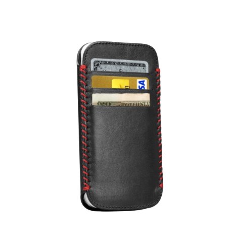 Premium Genuine Leather Wallet Case for Samsung Galaxy S4 - Red & White | Slim Protective Cover with Card Slots | Perfect for Business, Travel & Everyday Use