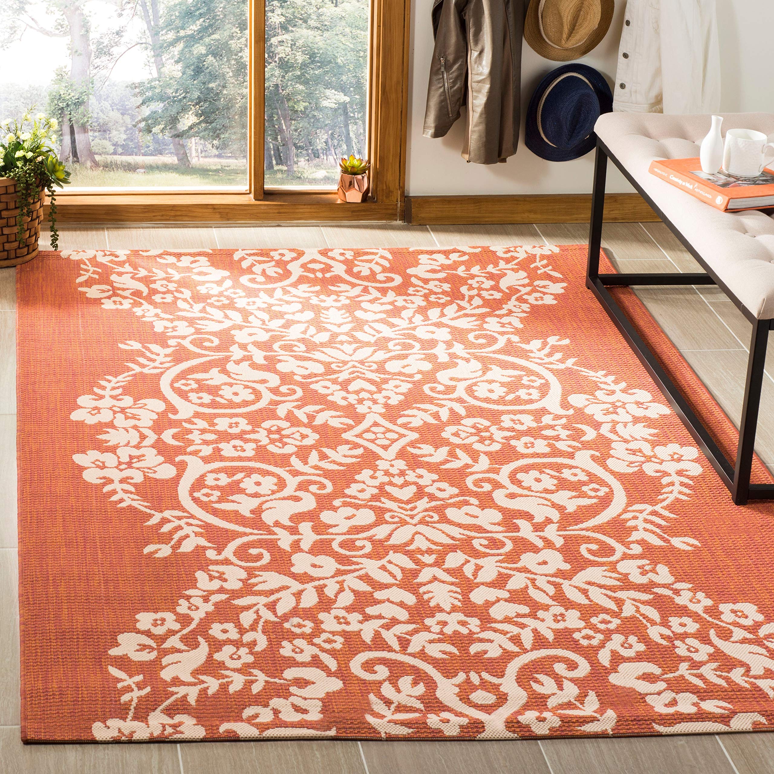 Martha Stewart x Safavieh 8x11.2 Feet Hickory MSR4256 Indoor Outdoor Waterproof Rug - Easy Clean, Stain Resistant for Patio, Backyard, Mudroom, Porch, Deck & High Traffic Areas